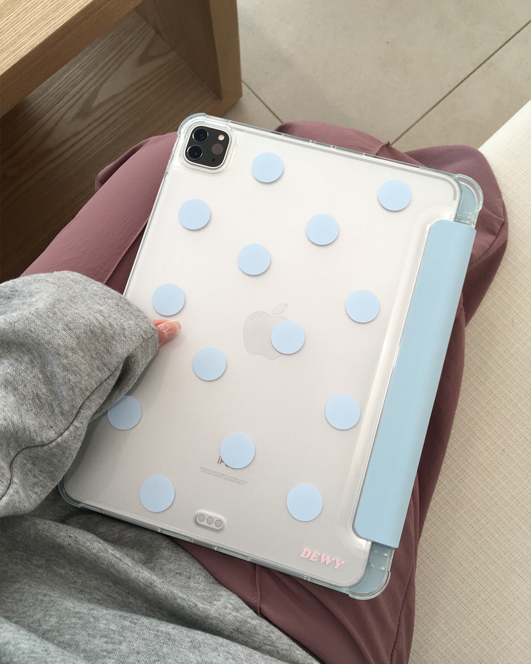 sky blue polka dot ipad case