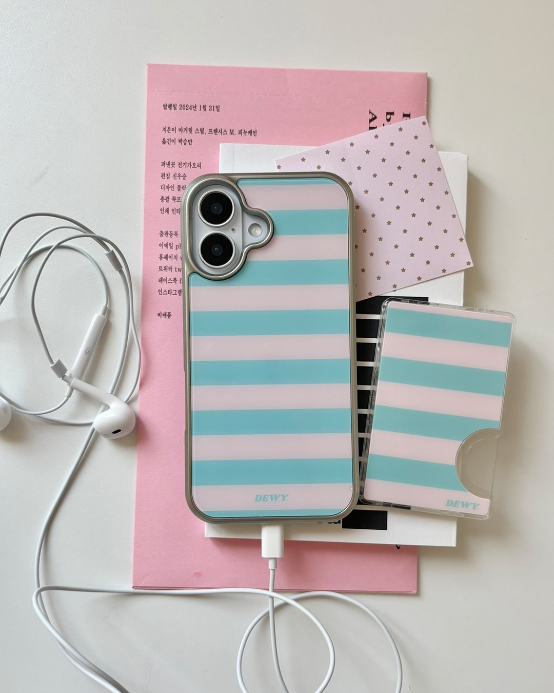 Mint Pink Stripe (플립, 폴드)