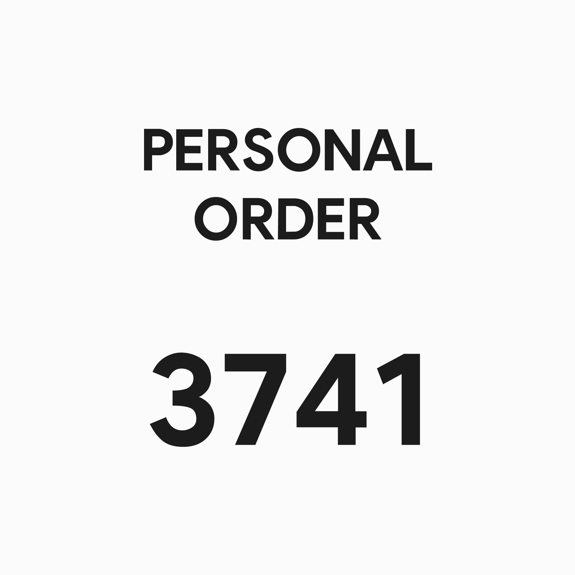 3741 - PERSONAL ORDER