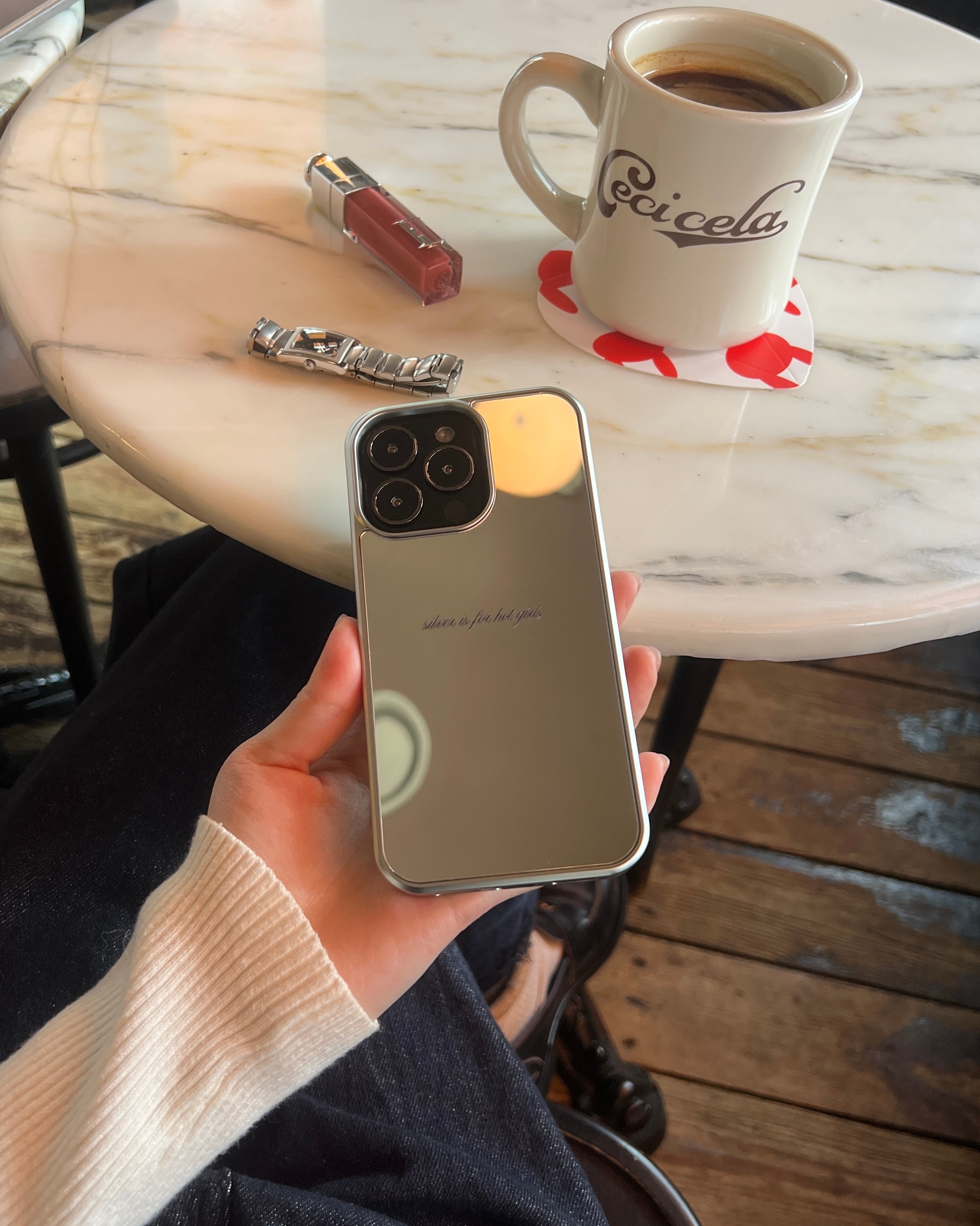 silver mirror custom case (+magsafe)
