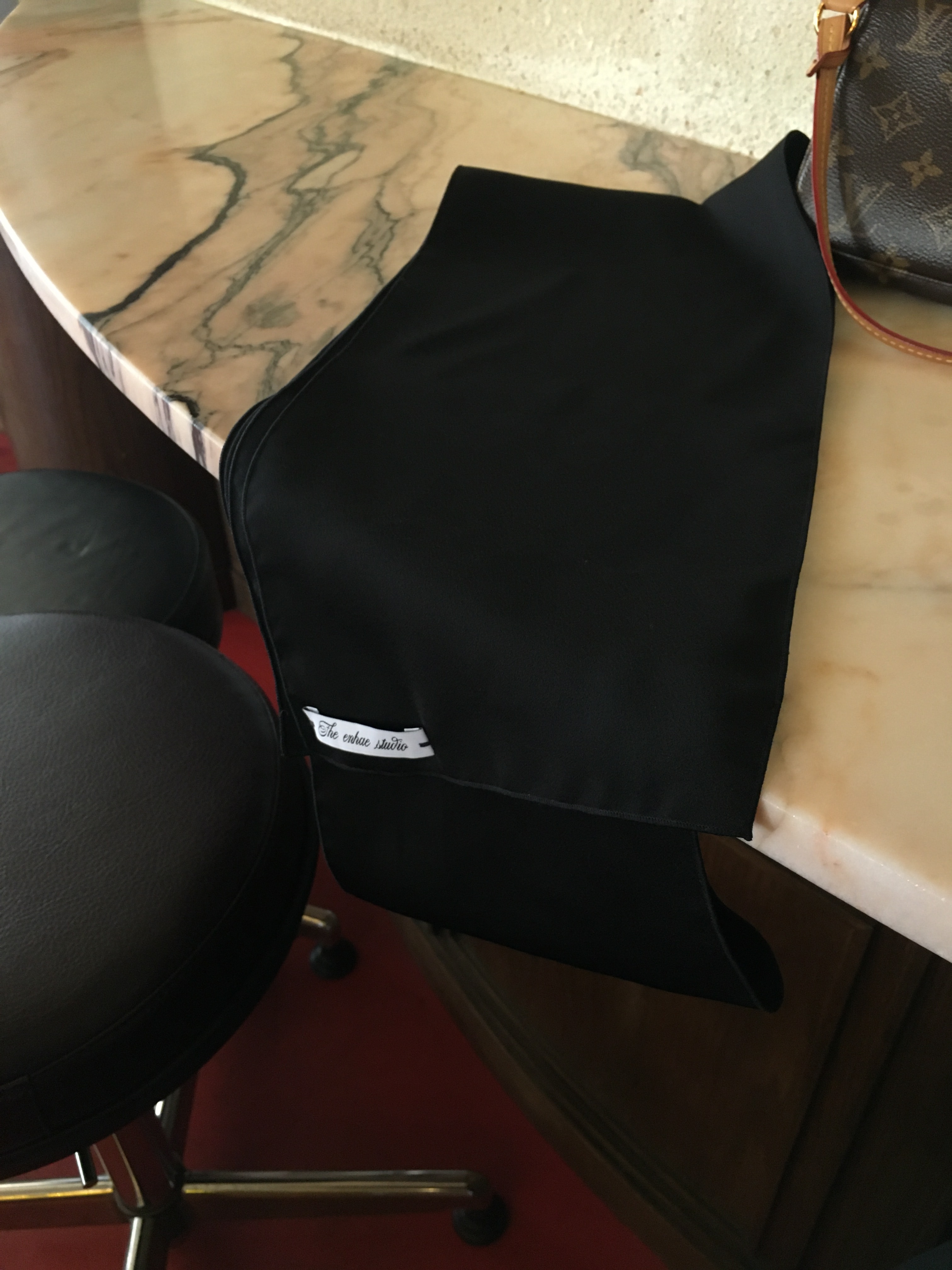 Black long satin scarf