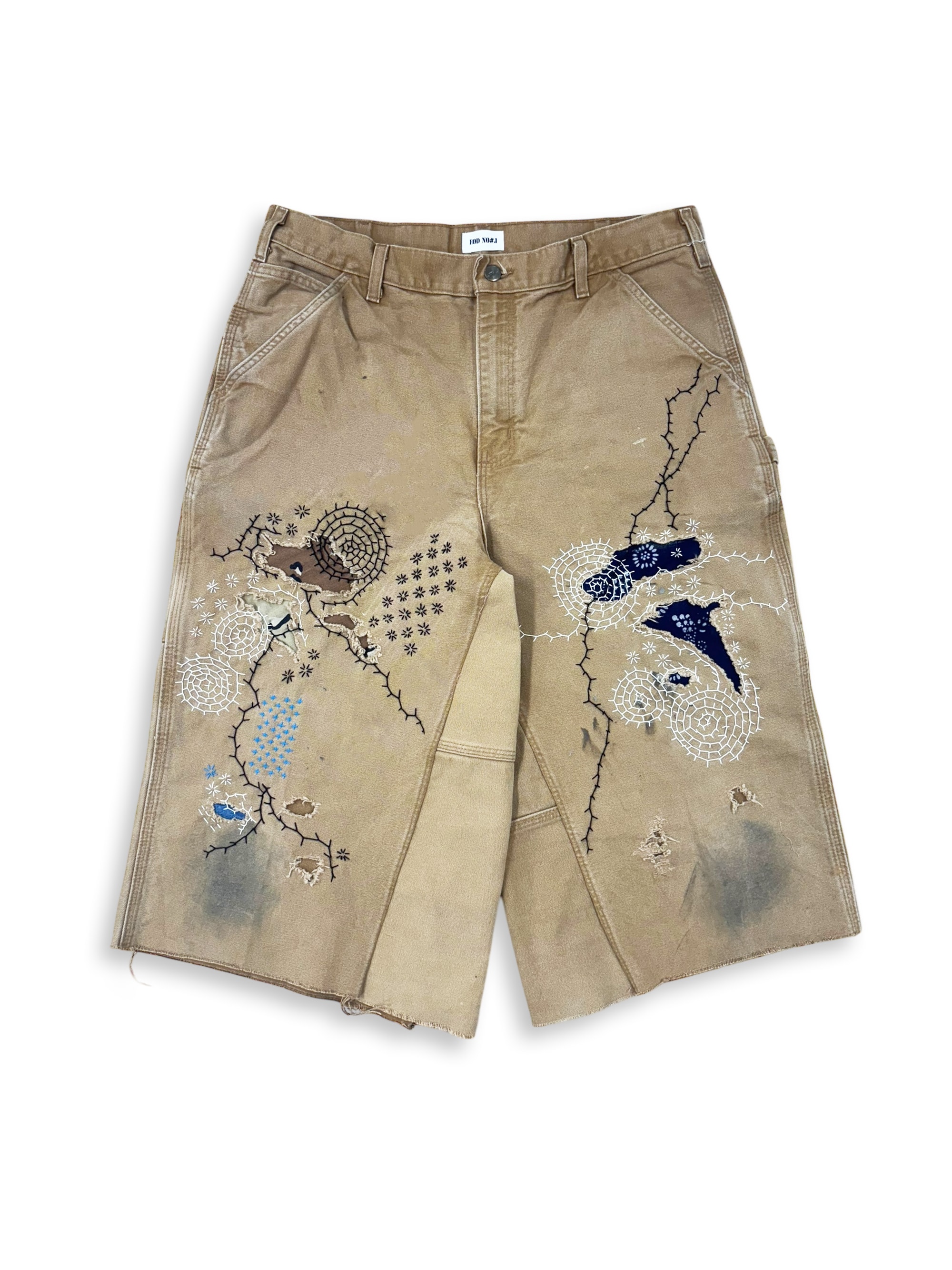Vtg Carhartt Boro Sashiko Distressed Shorts . 002