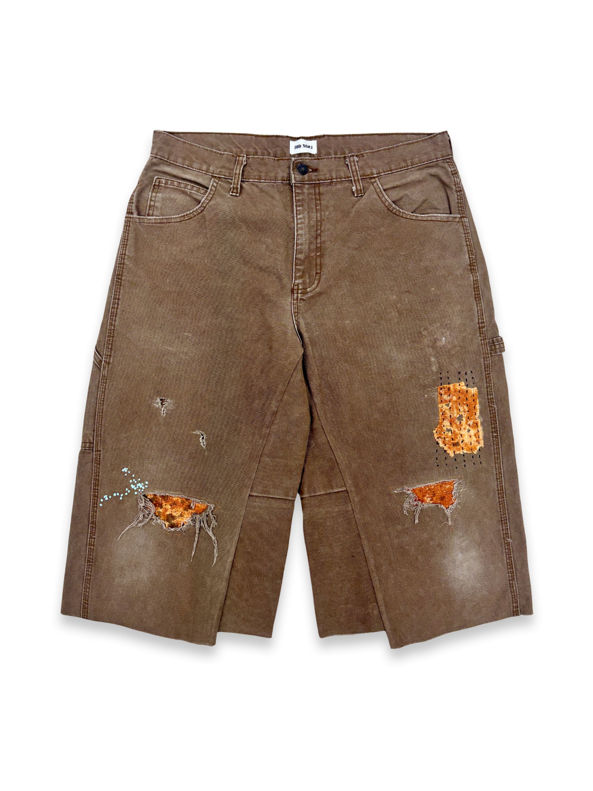 Vtg Dickies Sashiko Distressed Shorts . 001