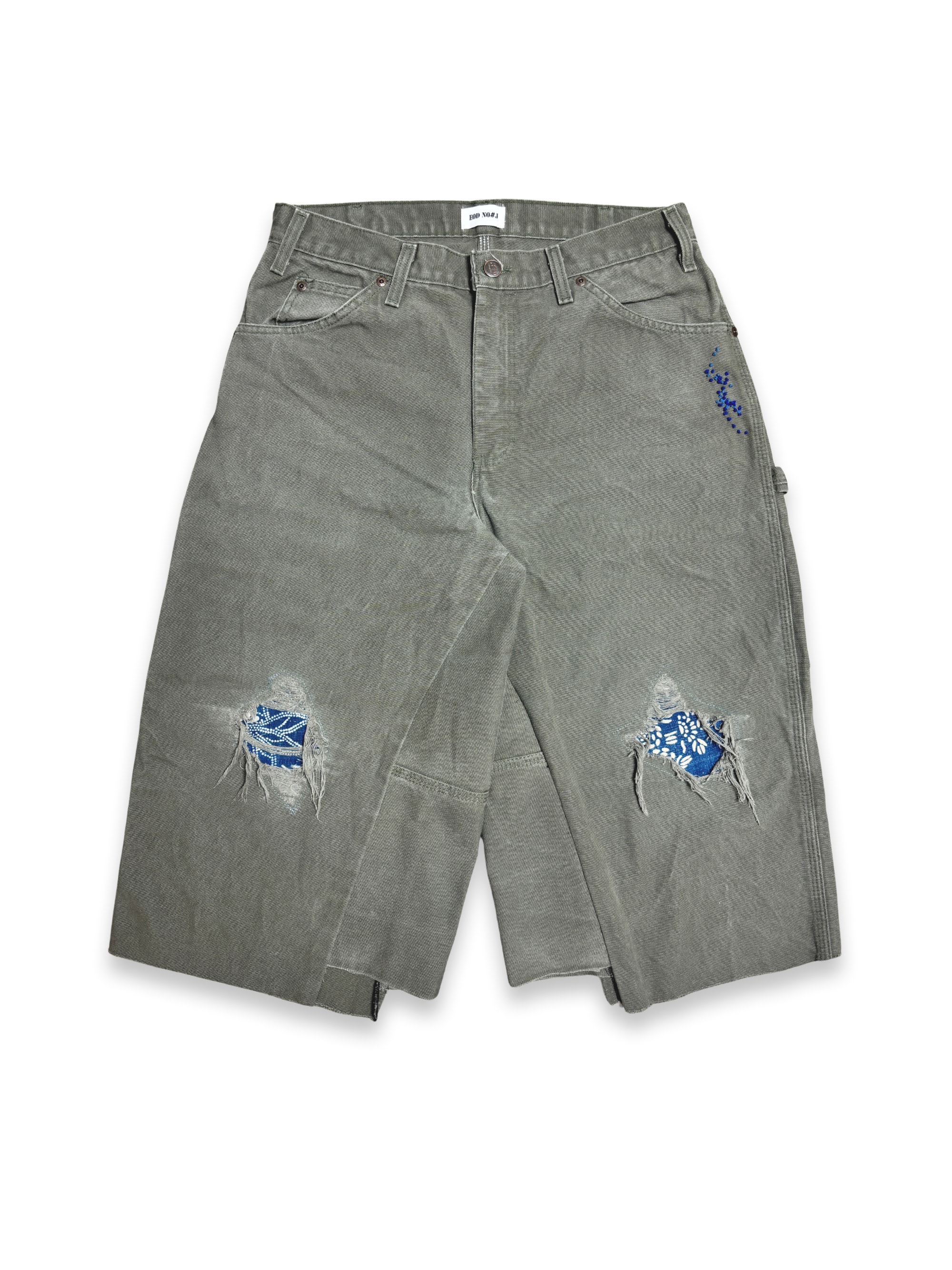 Vtg Dickies Sashiko Distressed Shorts . 009