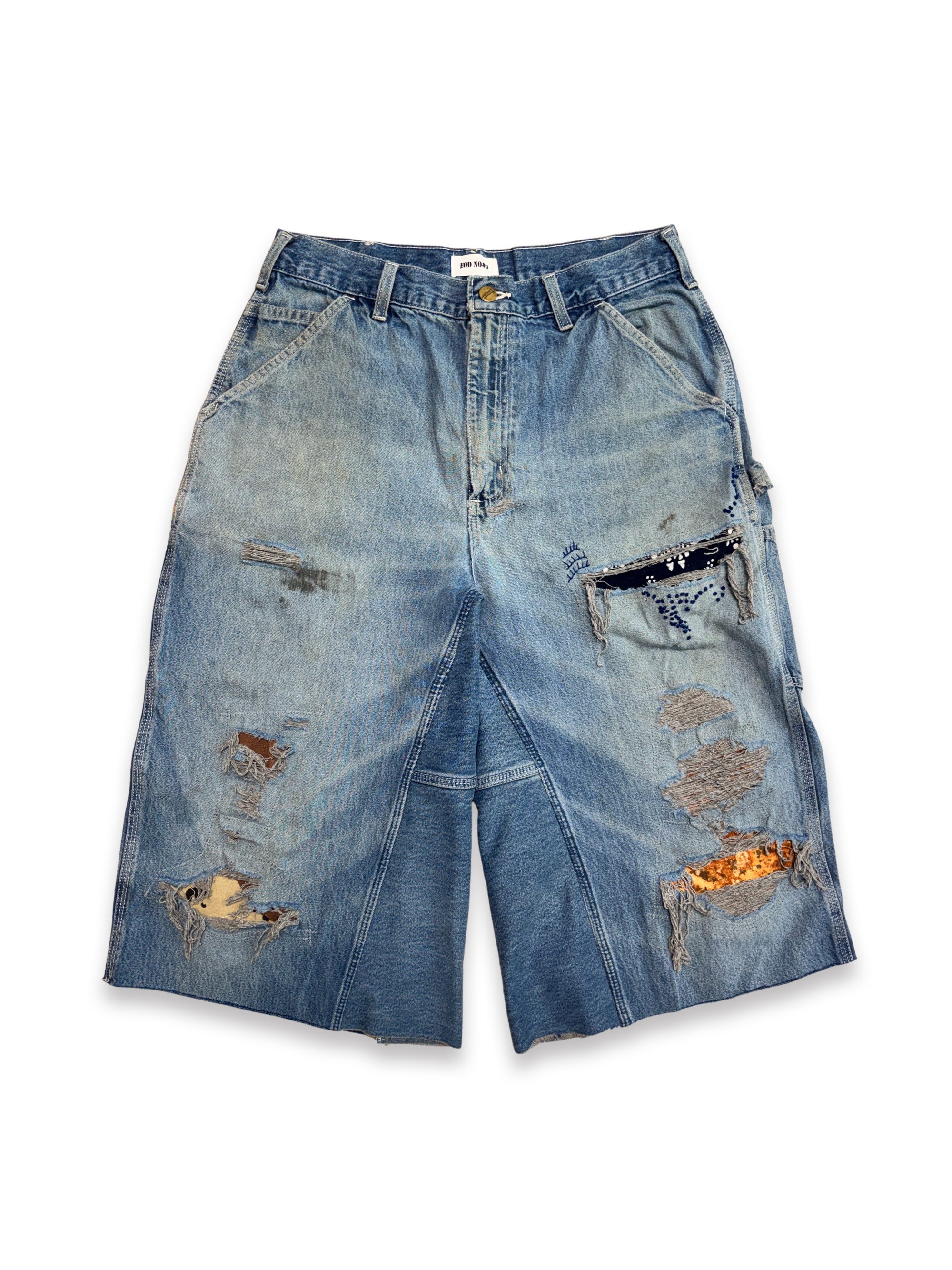Vtg Carhartt Boro Sashiko Distressed Shorts . 015
