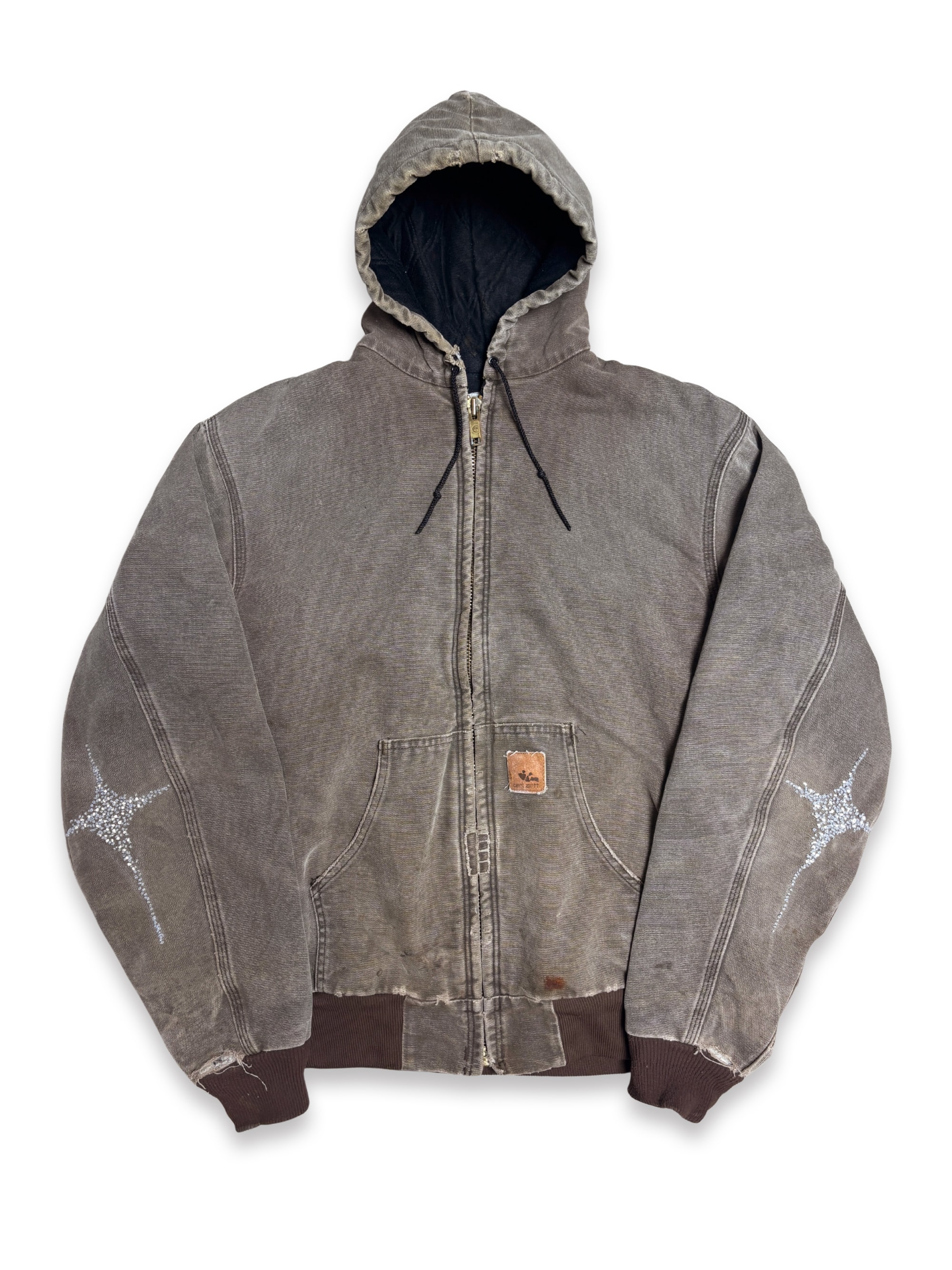 Vtg Carhartt Boro Sashiko Hooded Zip Jacket. 004