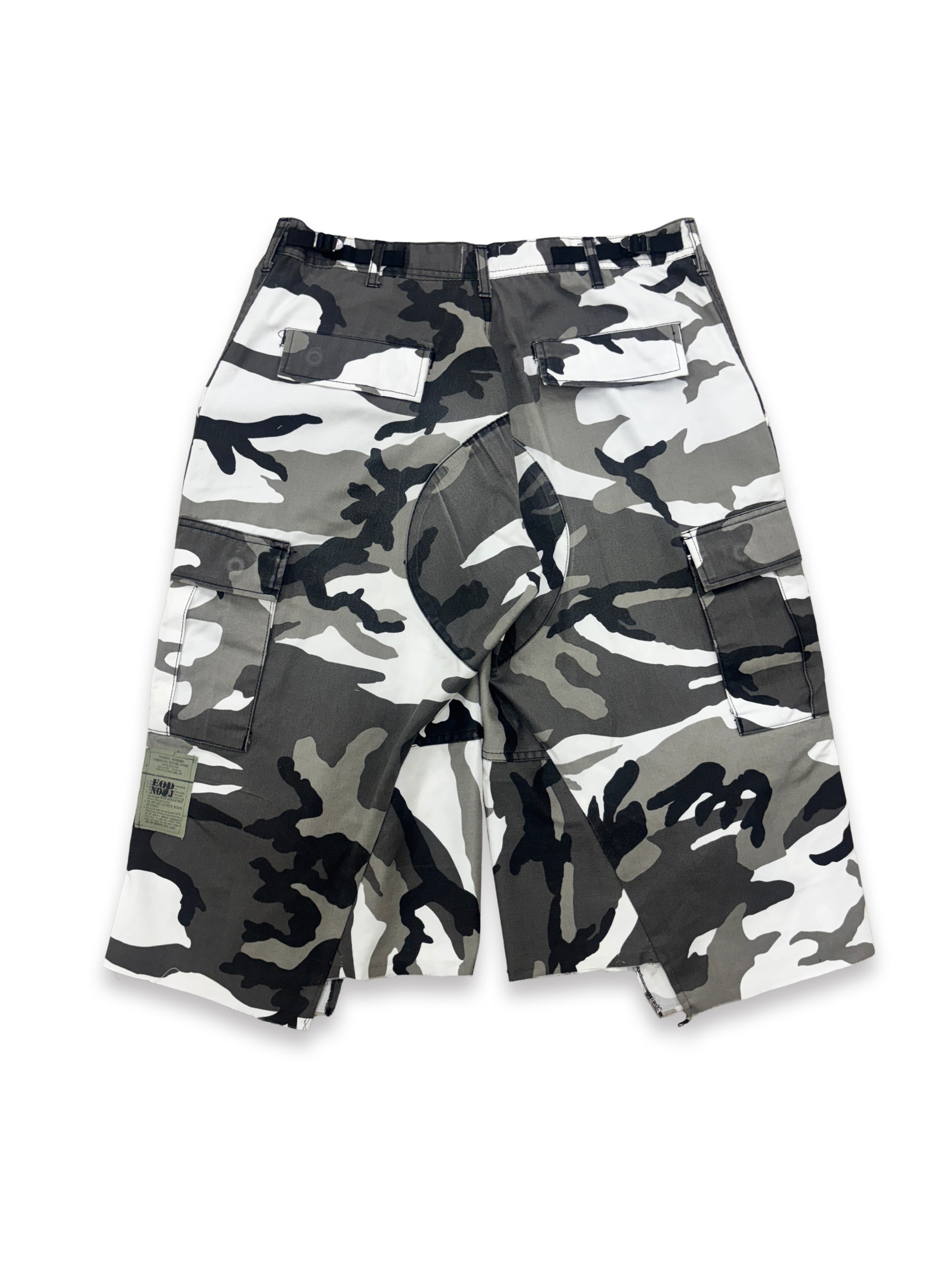 Distressed Sashiko Snow camo Bermuda _ 001