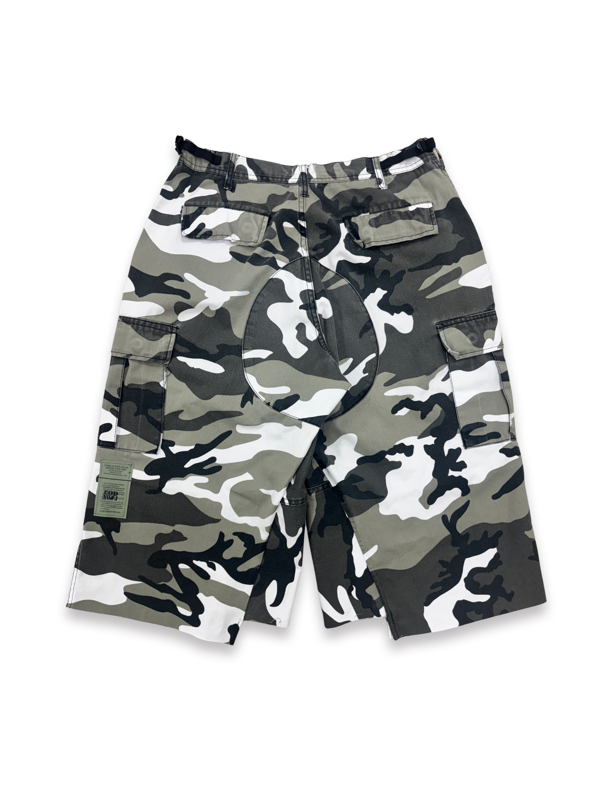 Distressed Sashiko Snow camo Bermuda _ 002