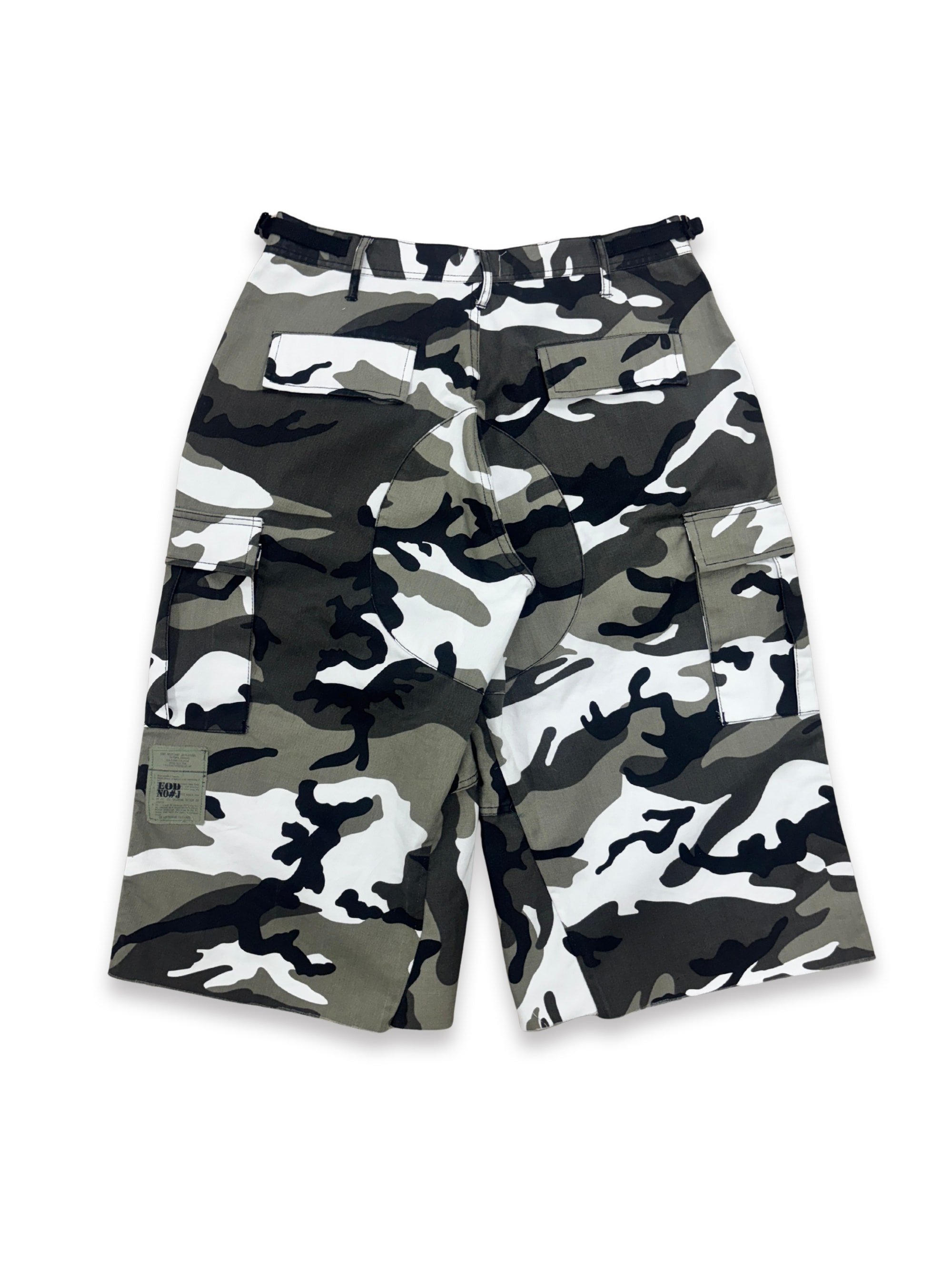Distressed Sashiko Snow camo Bermuda _ 003