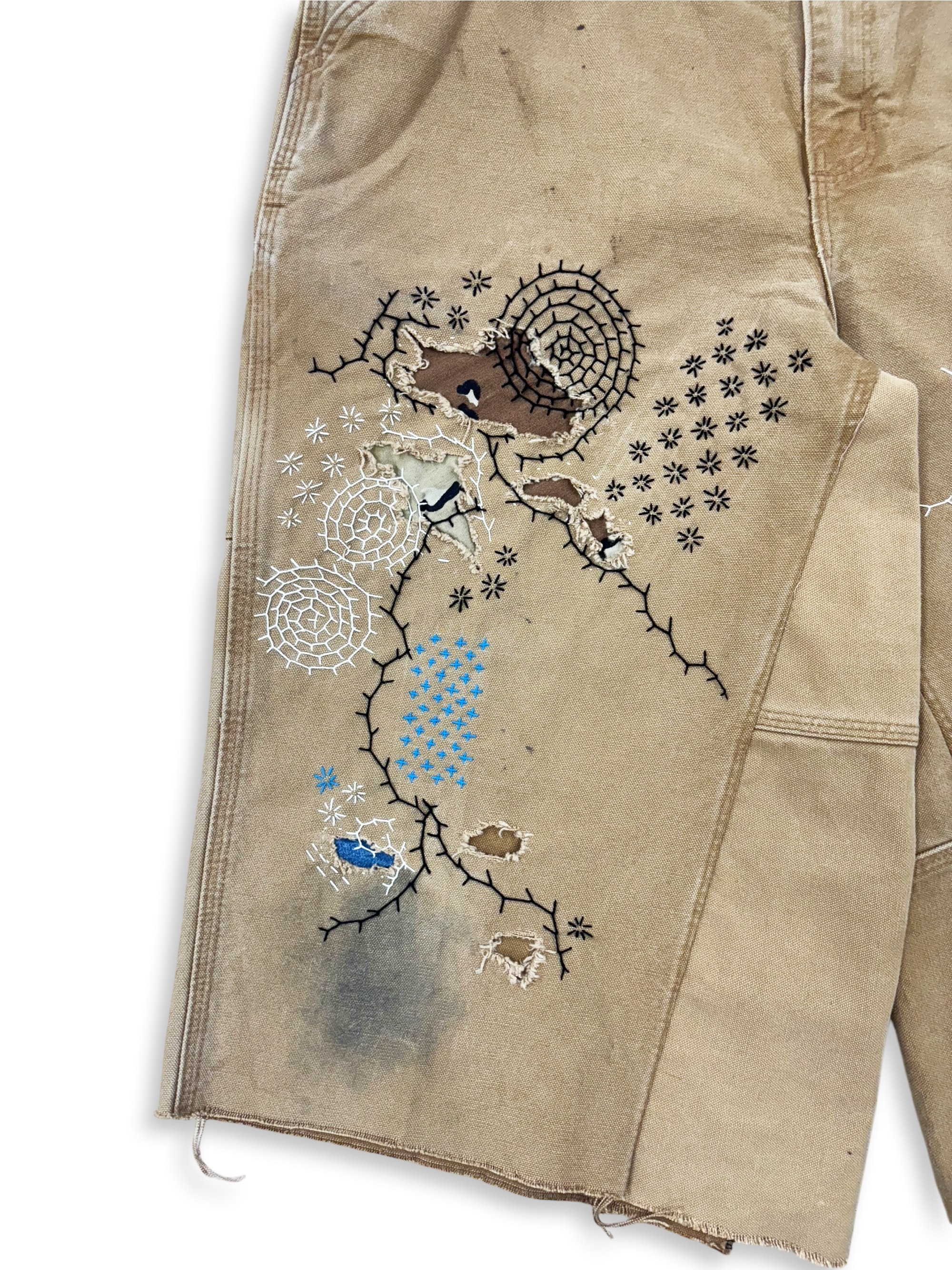 Vtg Carhartt Boro Sashiko Distressed Shorts . 002
