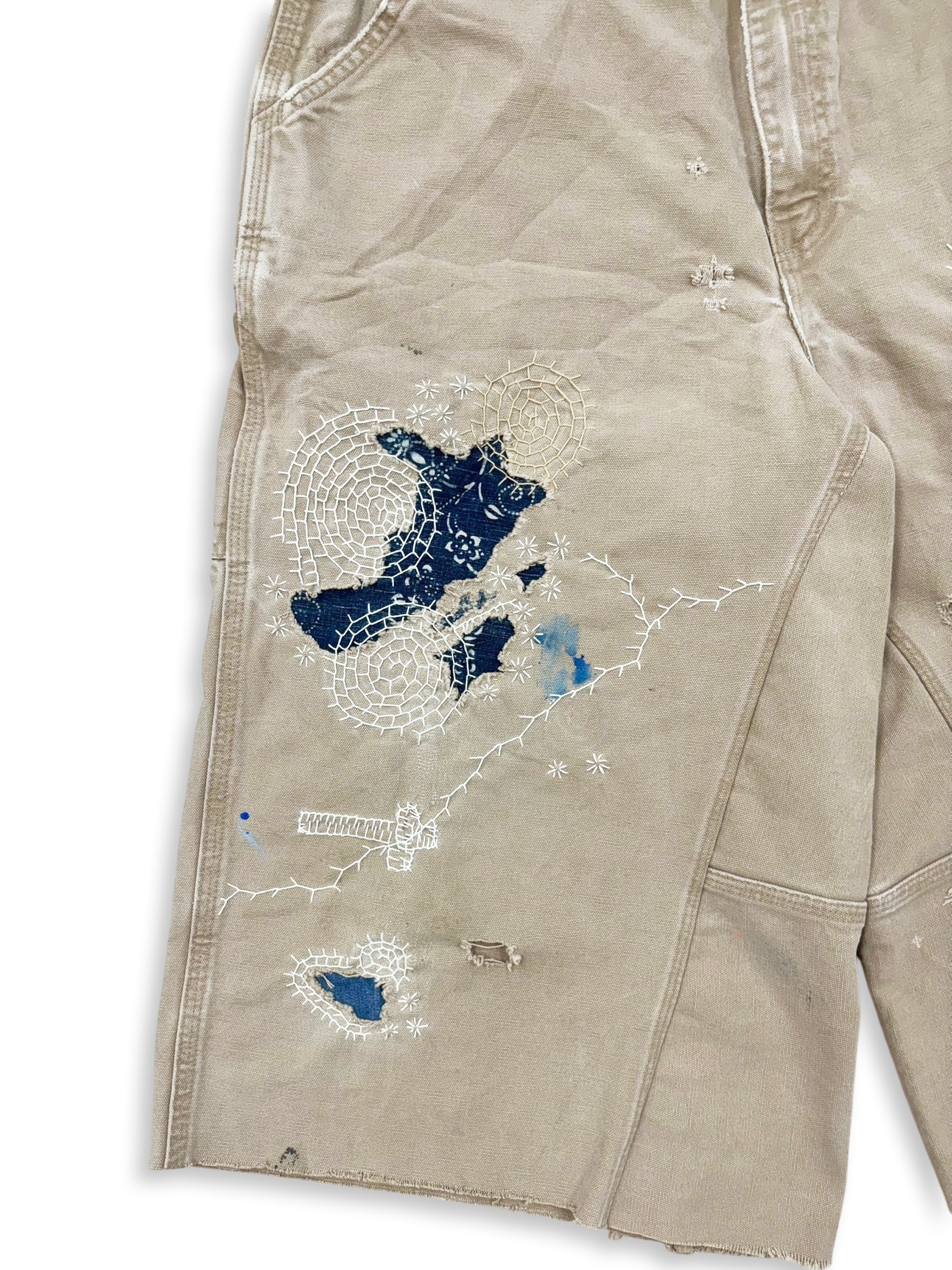Vtg Carhartt Boro Sashiko Distressed Shorts . 004