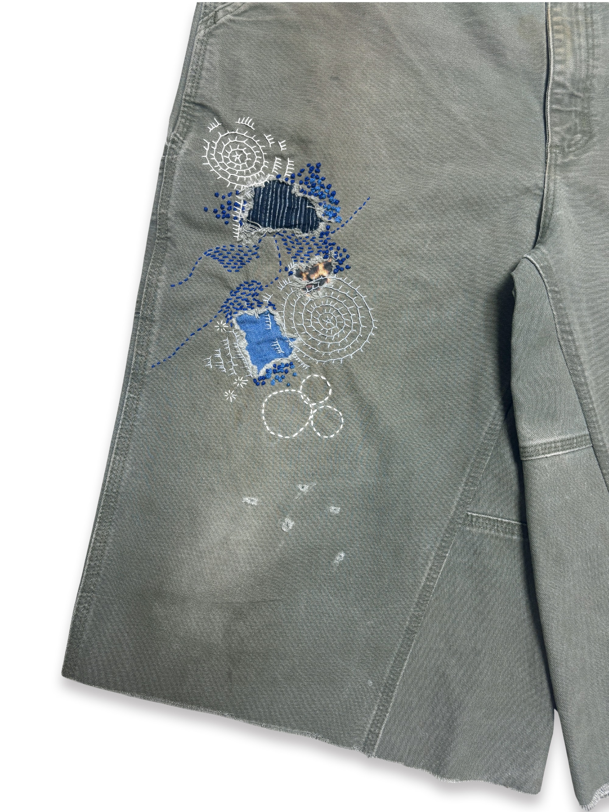 Vtg Carhartt Boro Sashiko Distressed Shorts . 025 (40")