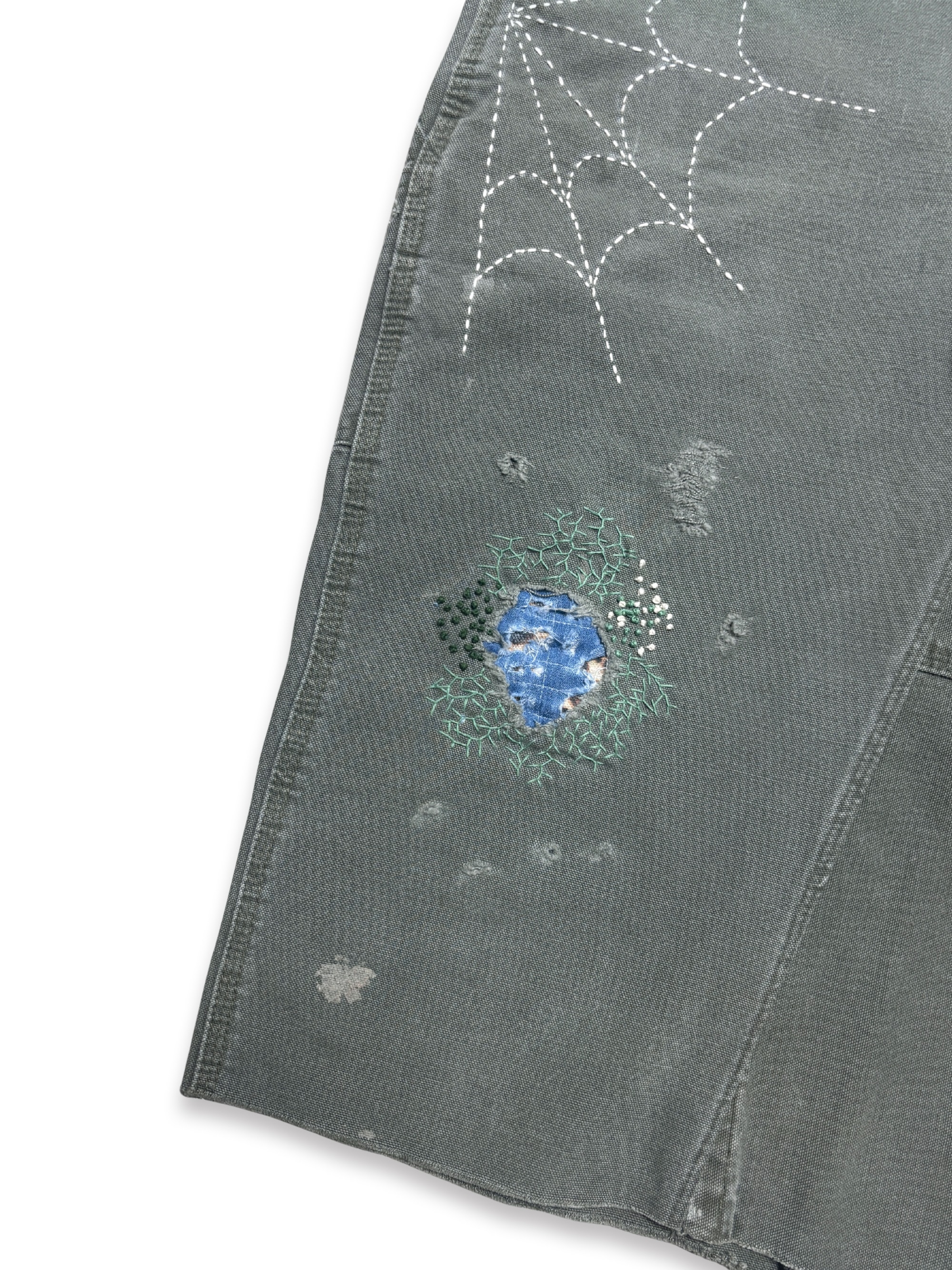 Vtg Carhartt Boro Sashiko Distressed Shorts . 028 (33")