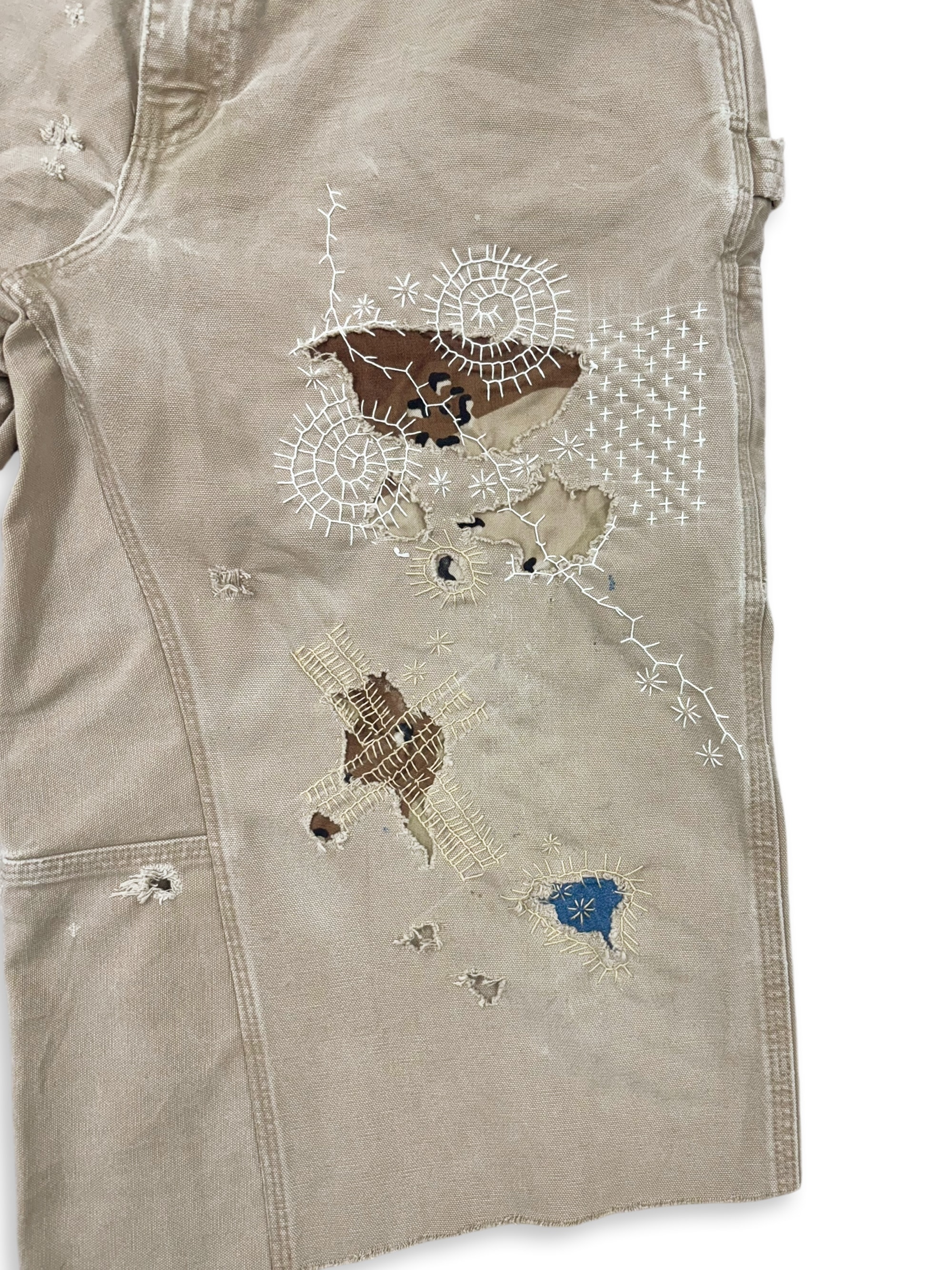 Vtg Carhartt Boro Sashiko Distressed Shorts . 004