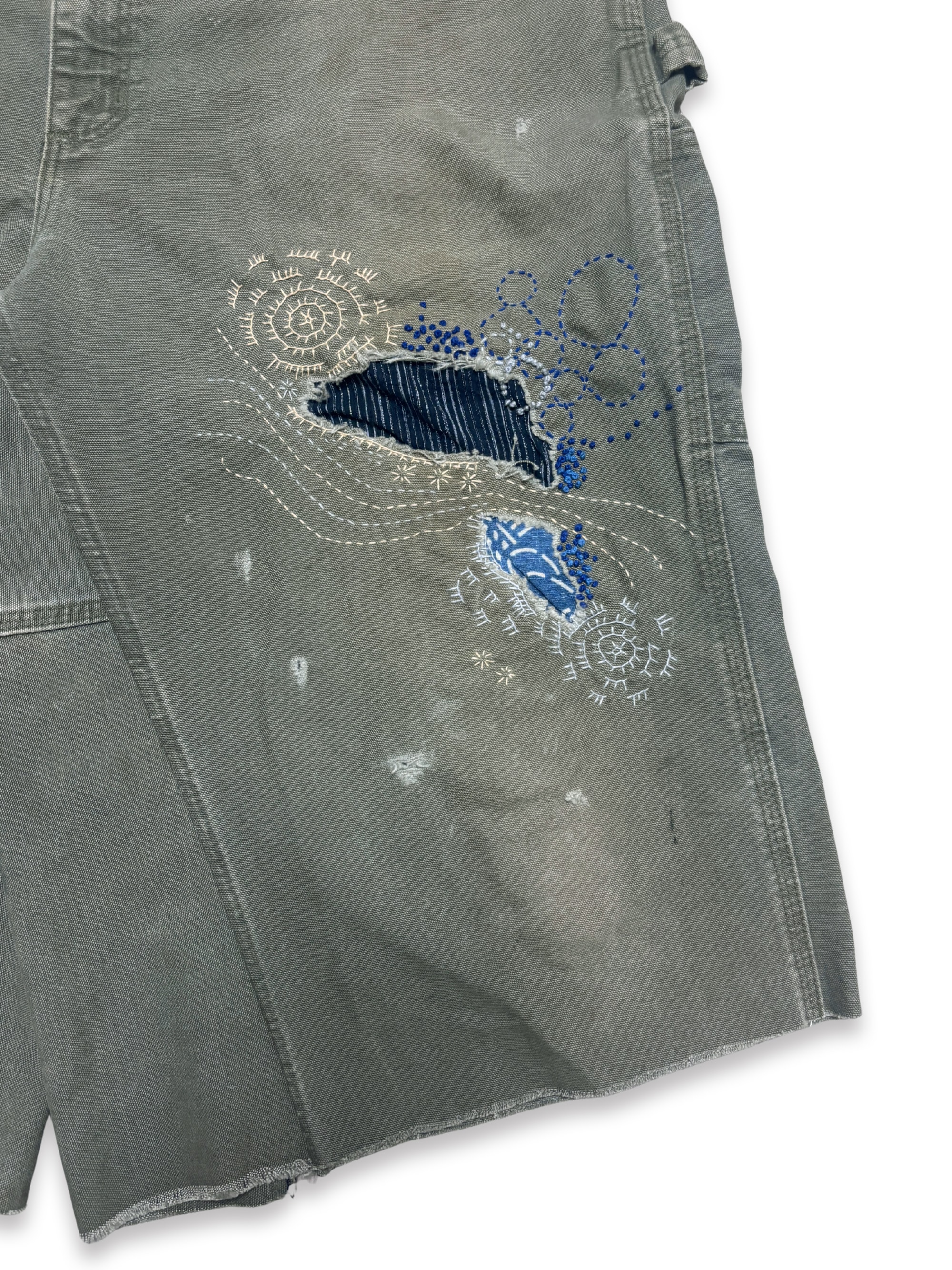 Vtg Carhartt Boro Sashiko Distressed Shorts . 025 (40")