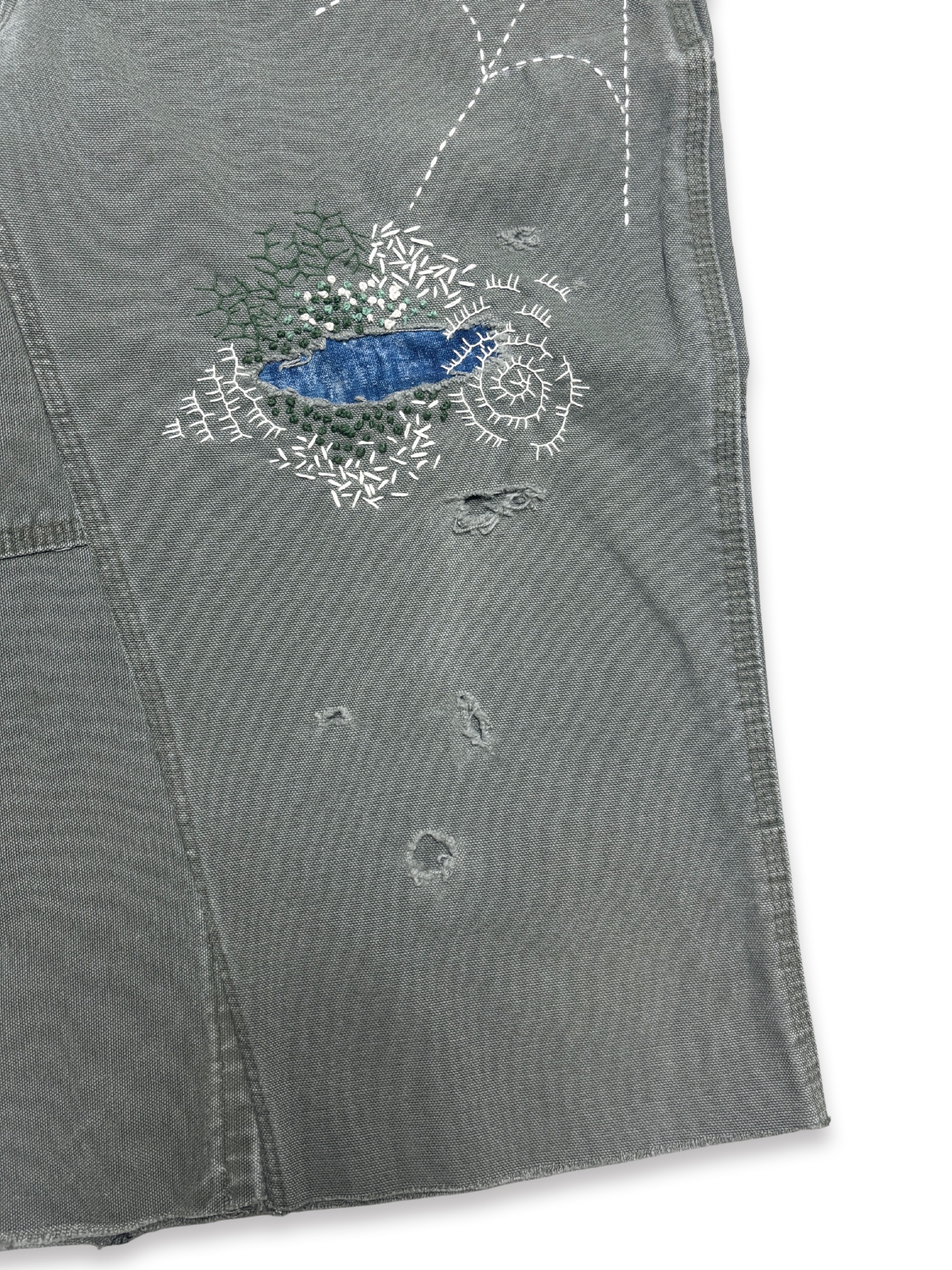 Vtg Carhartt Boro Sashiko Distressed Shorts . 028 (33")