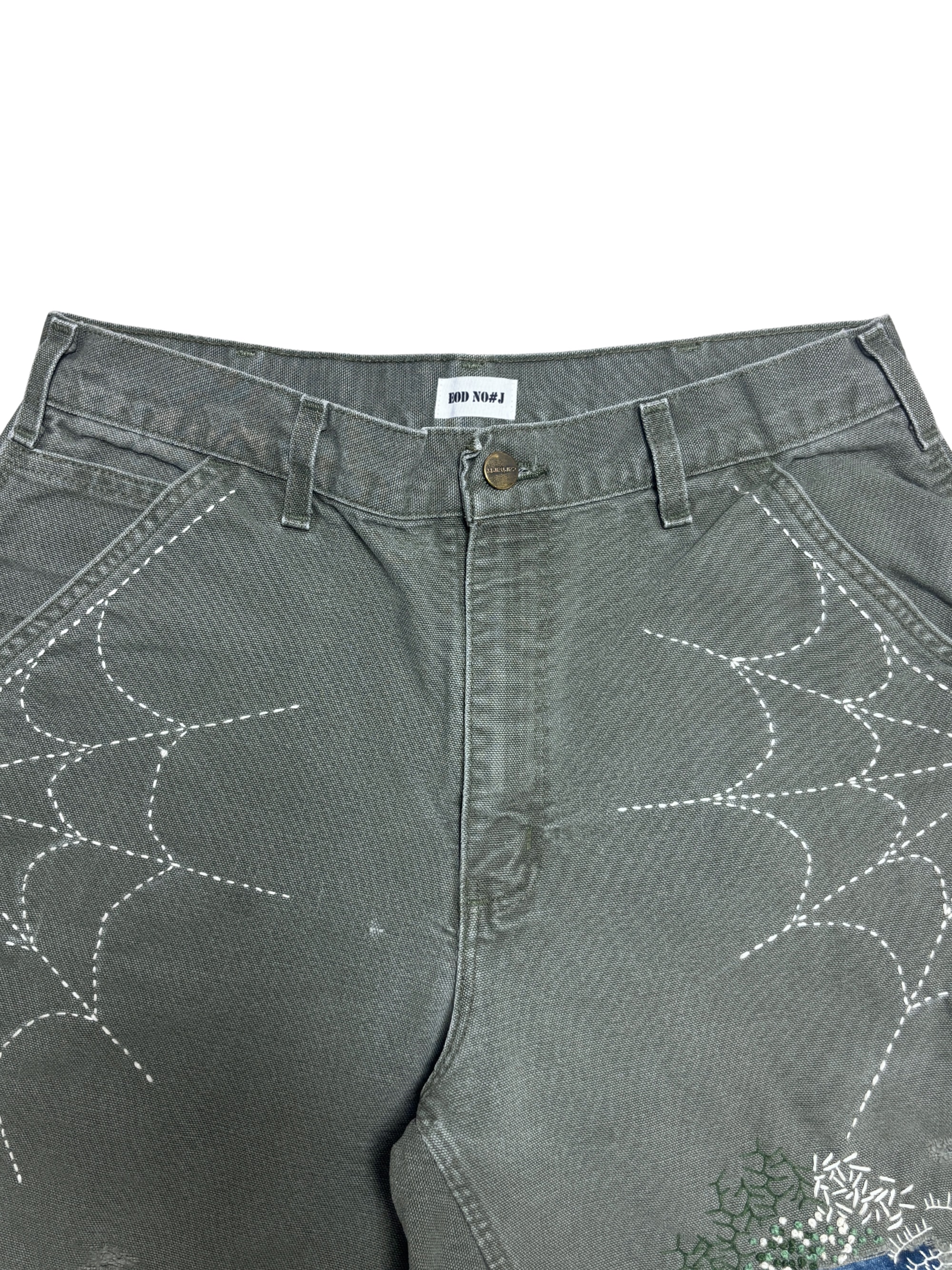 Vtg Carhartt Boro Sashiko Distressed Shorts . 028 (33")