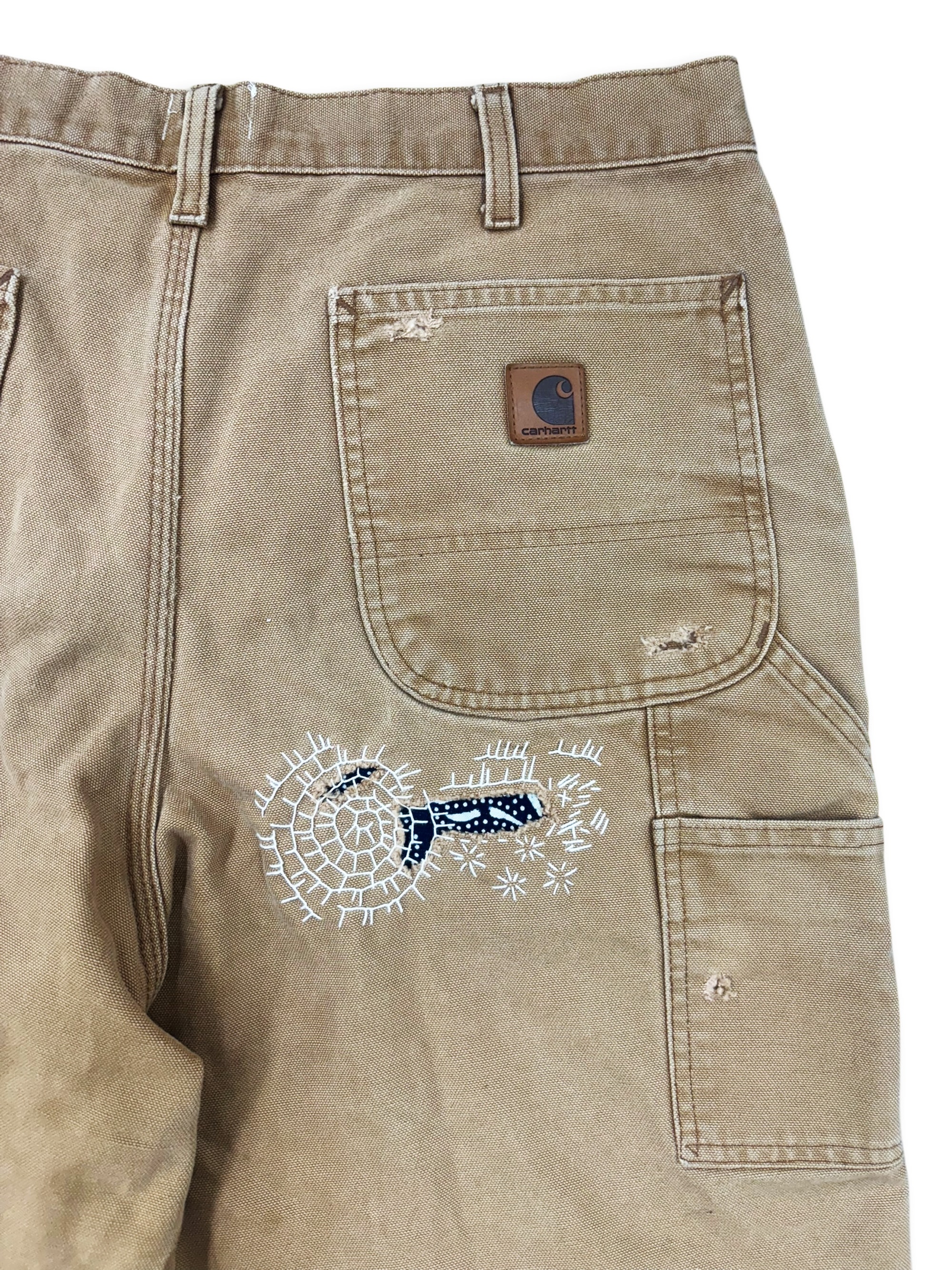 Vtg Carhartt Boro Sashiko Distressed Shorts . 001