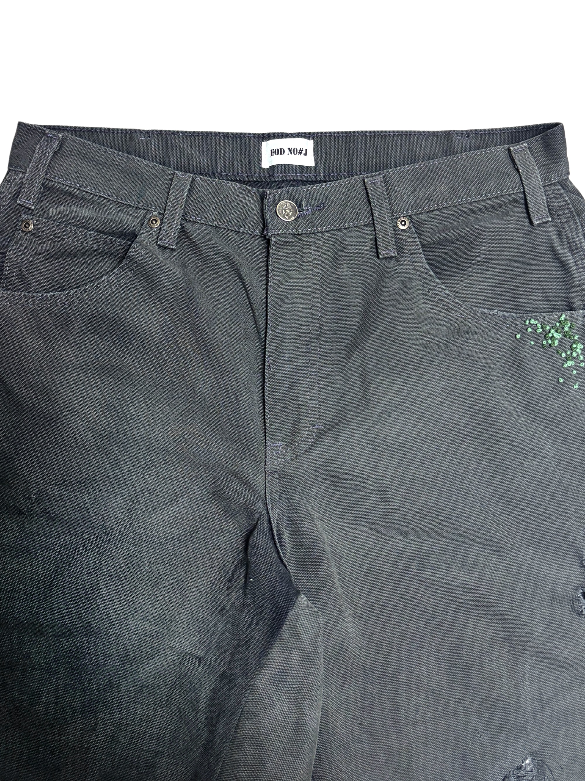 Vtg Dickies Sashiko Distressed Shorts . 008
