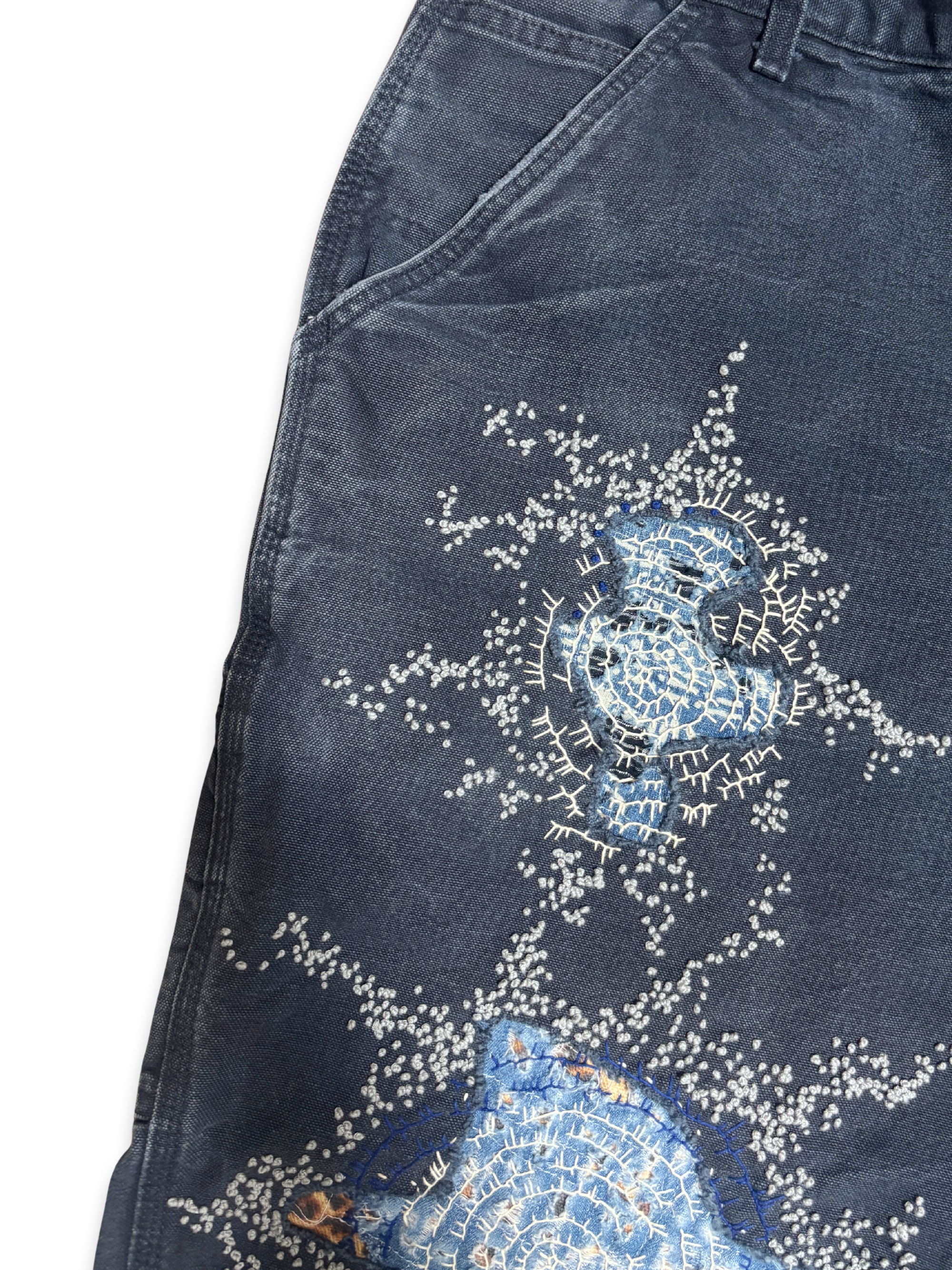 Vtg Carhartt Boro Sashiko Distressed Shorts . 037 (40")