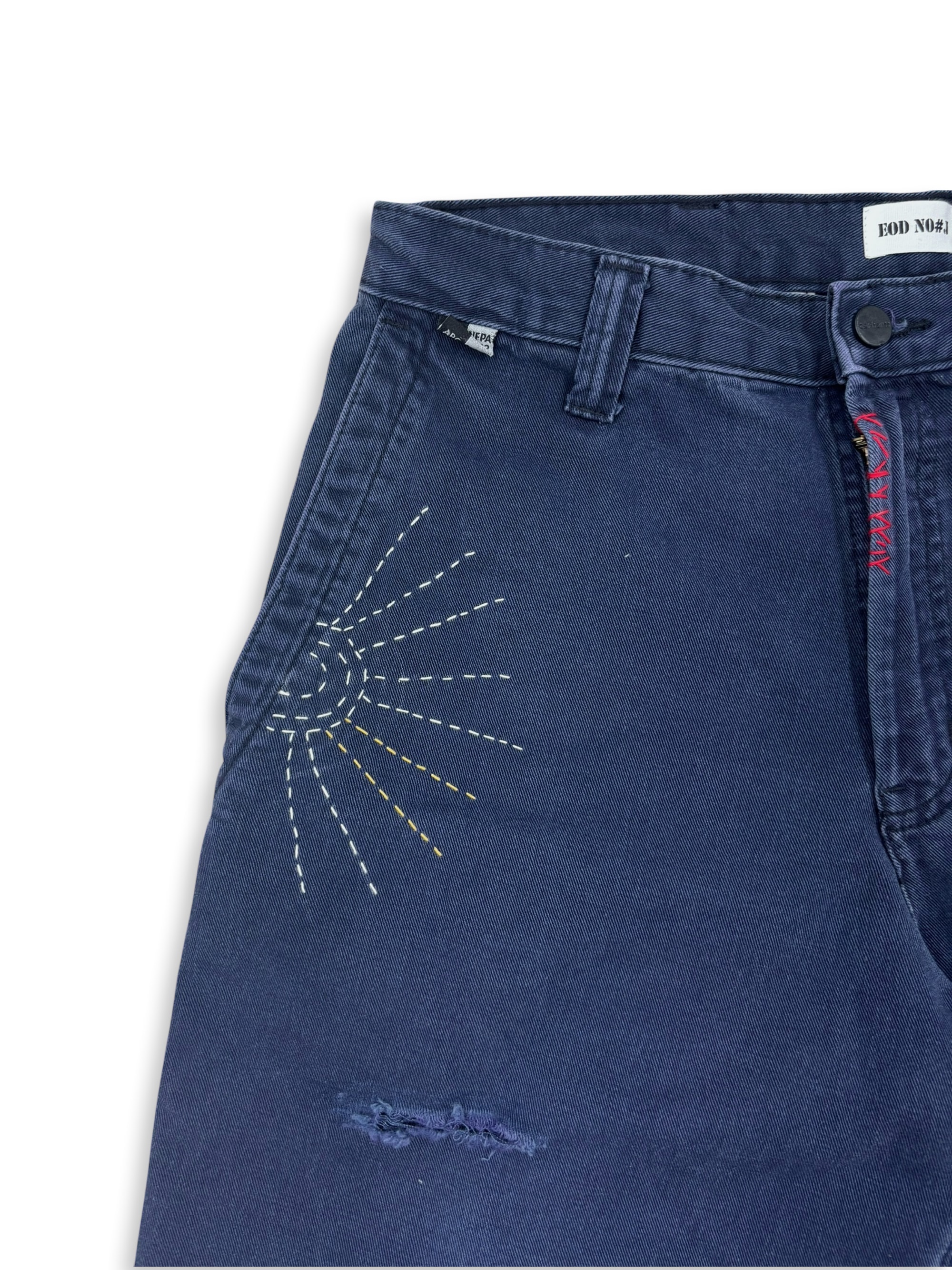 Vtg Carhartt FR Boro Sashiko Distressed Shorts . 002