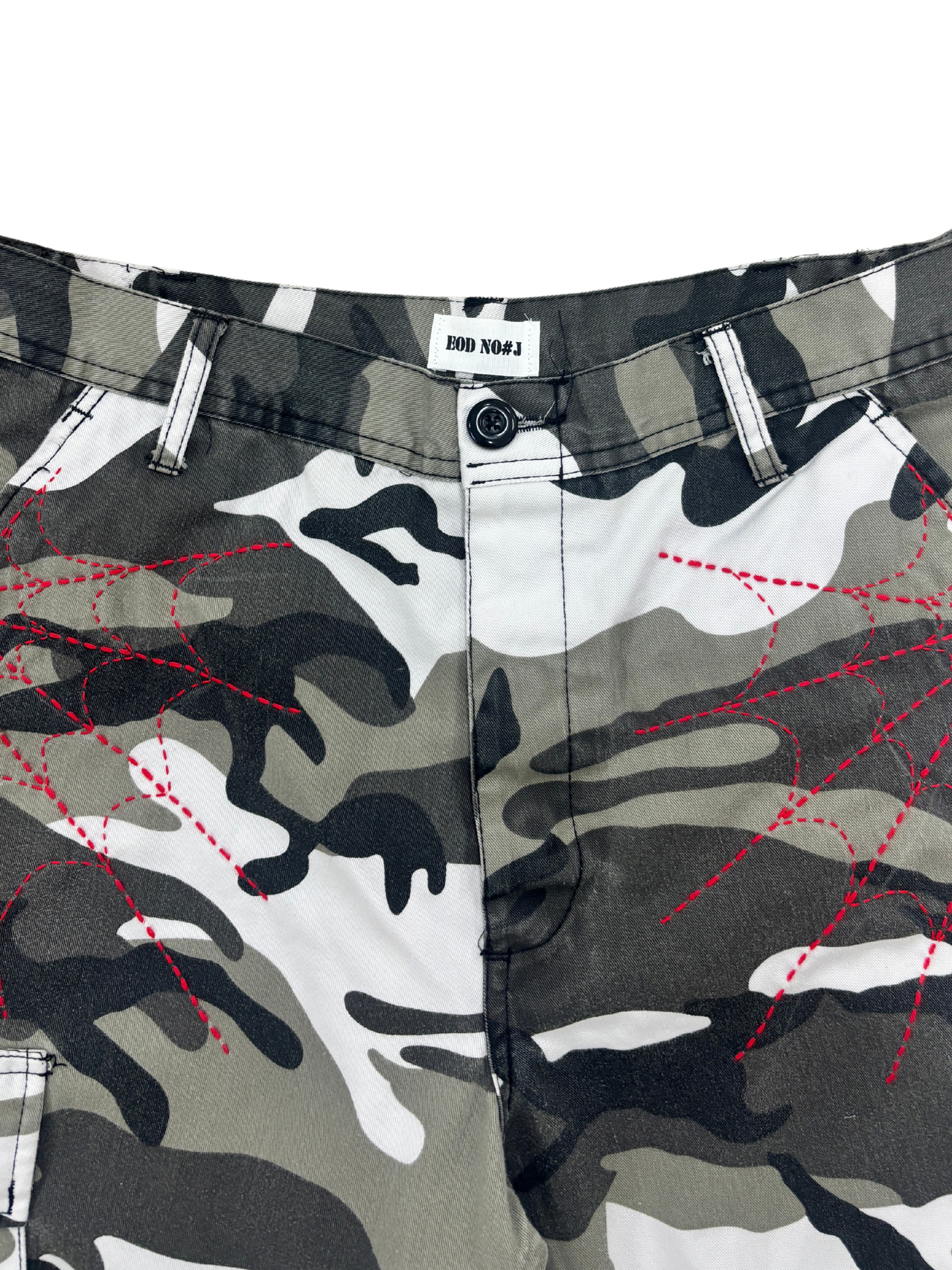Distressed Sashiko Snow camo Bermuda _ 002