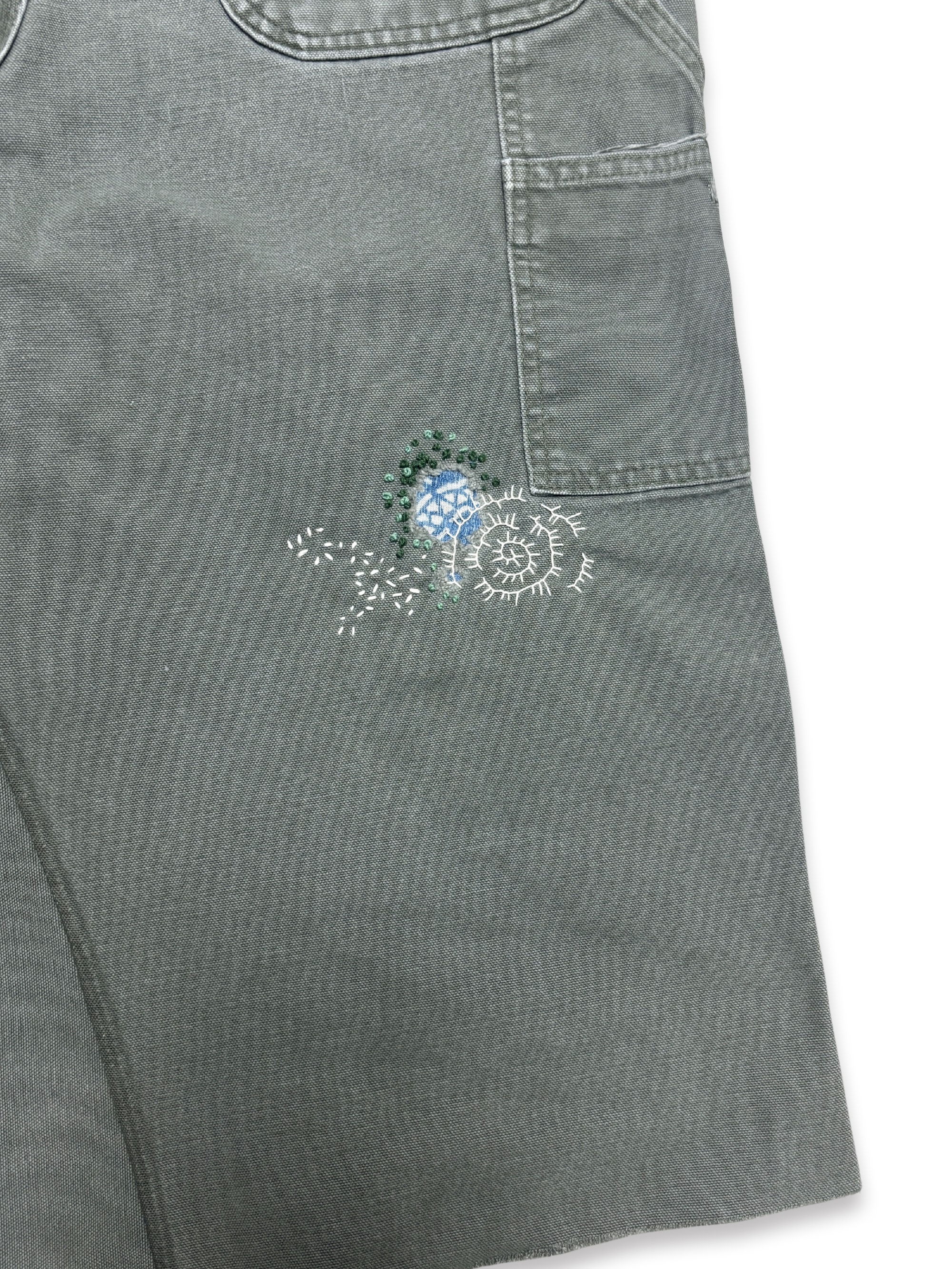 Vtg Carhartt Boro Sashiko Distressed Shorts . 028 (33")
