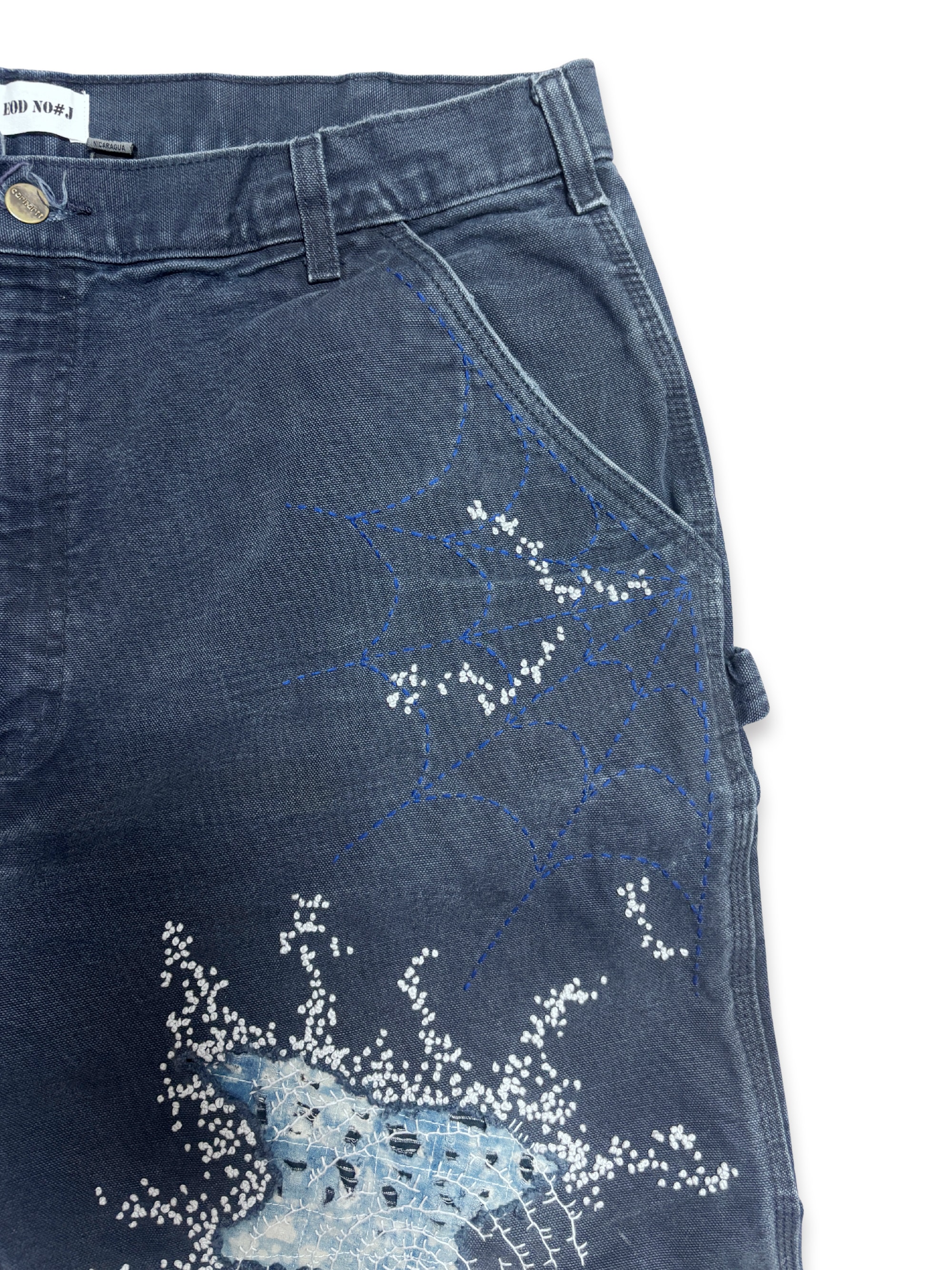 Vtg Carhartt Boro Sashiko Distressed Shorts . 036 (40")