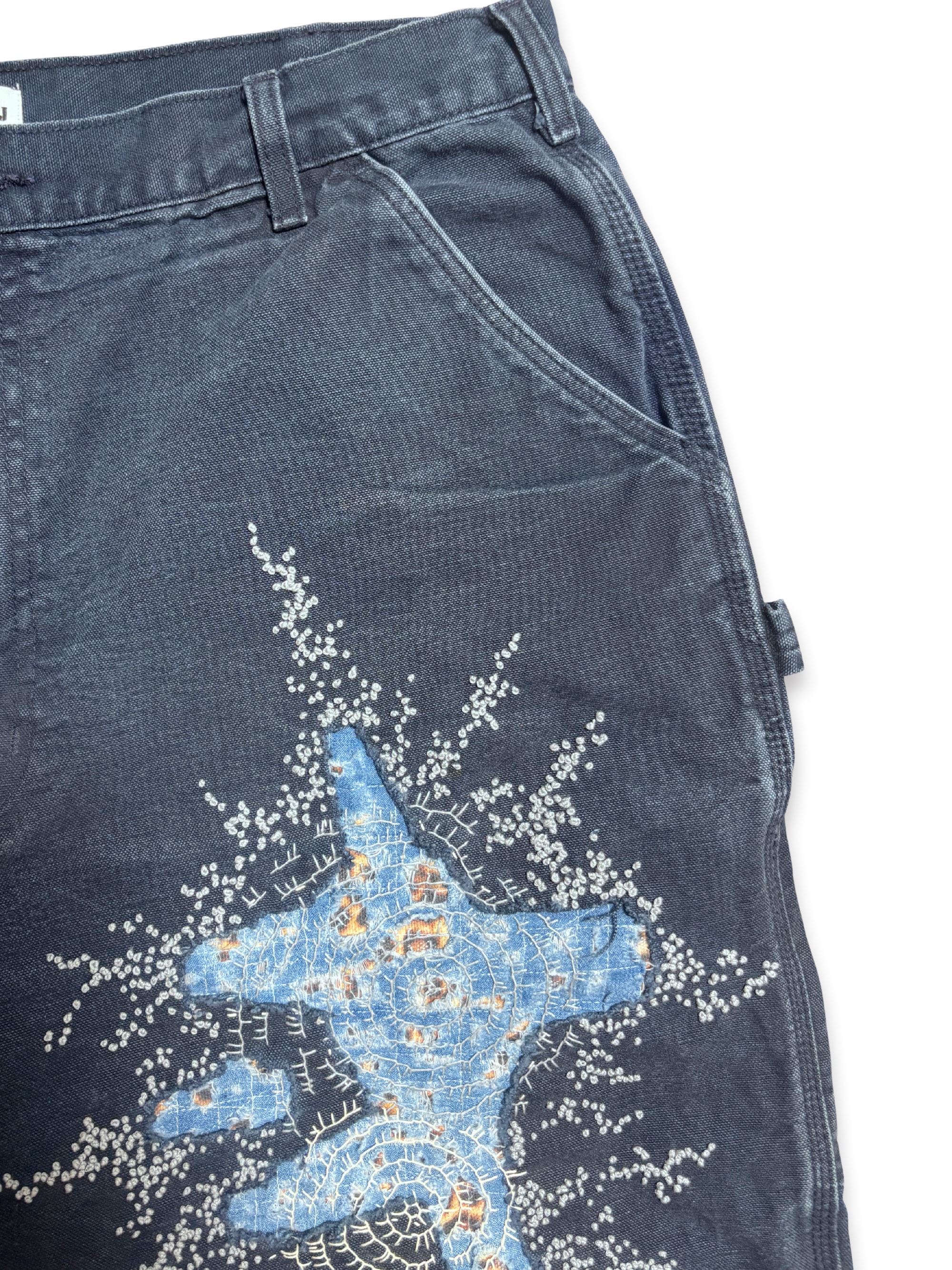Vtg Carhartt Boro Sashiko Distressed Shorts . 037 (40")