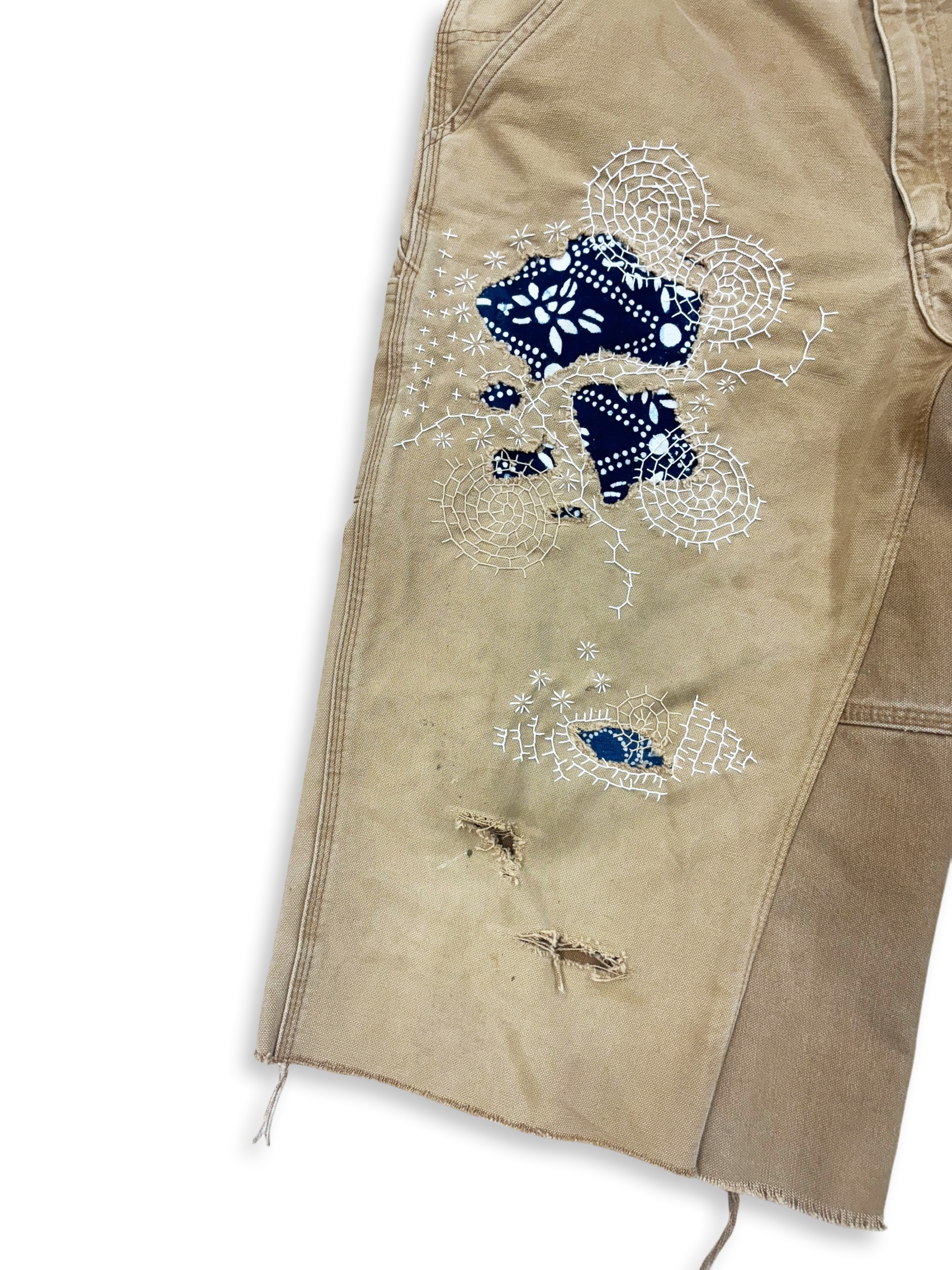 Vtg Carhartt Boro Sashiko Distressed Shorts . 001