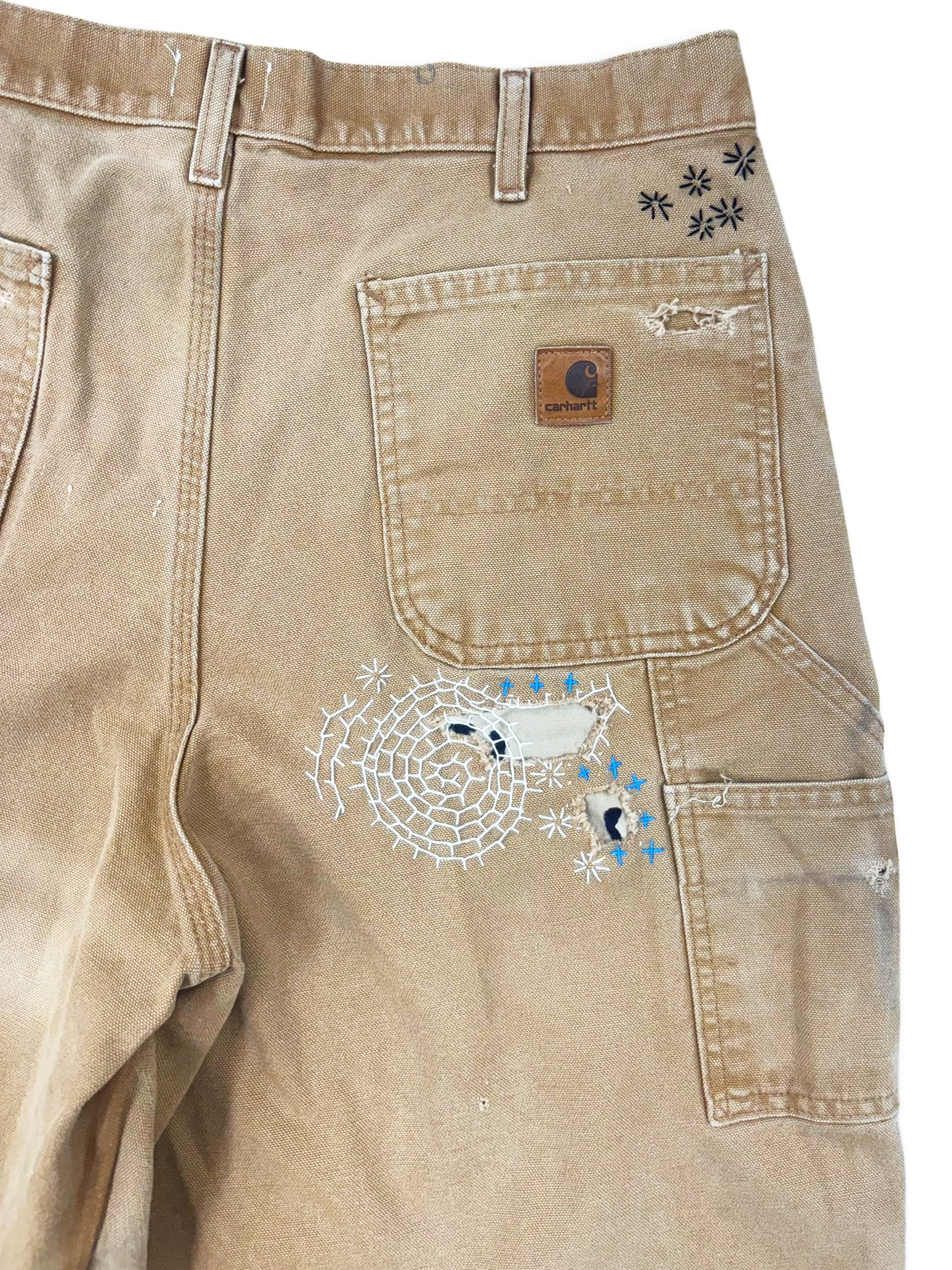 Vtg Carhartt Boro Sashiko Distressed Shorts . 002
