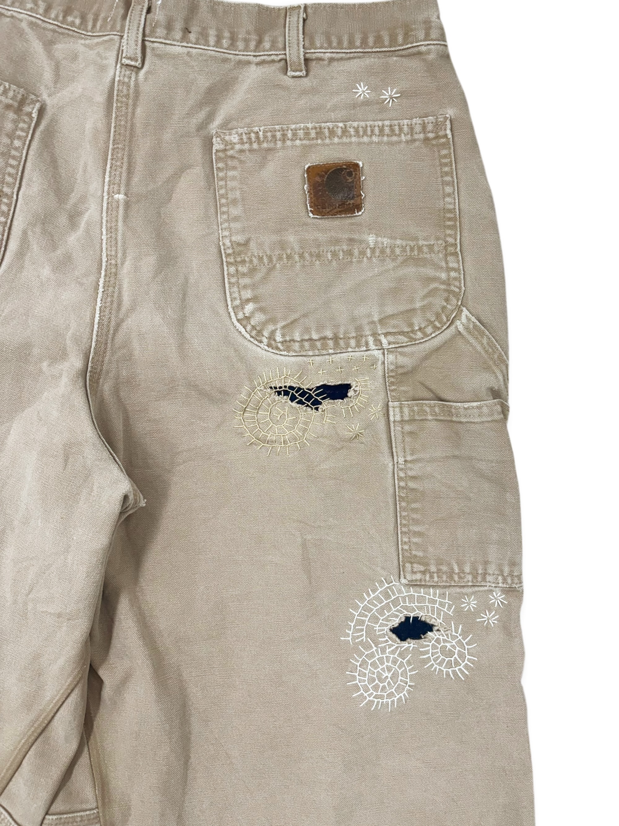 Vtg Carhartt Boro Sashiko Distressed Shorts . 004