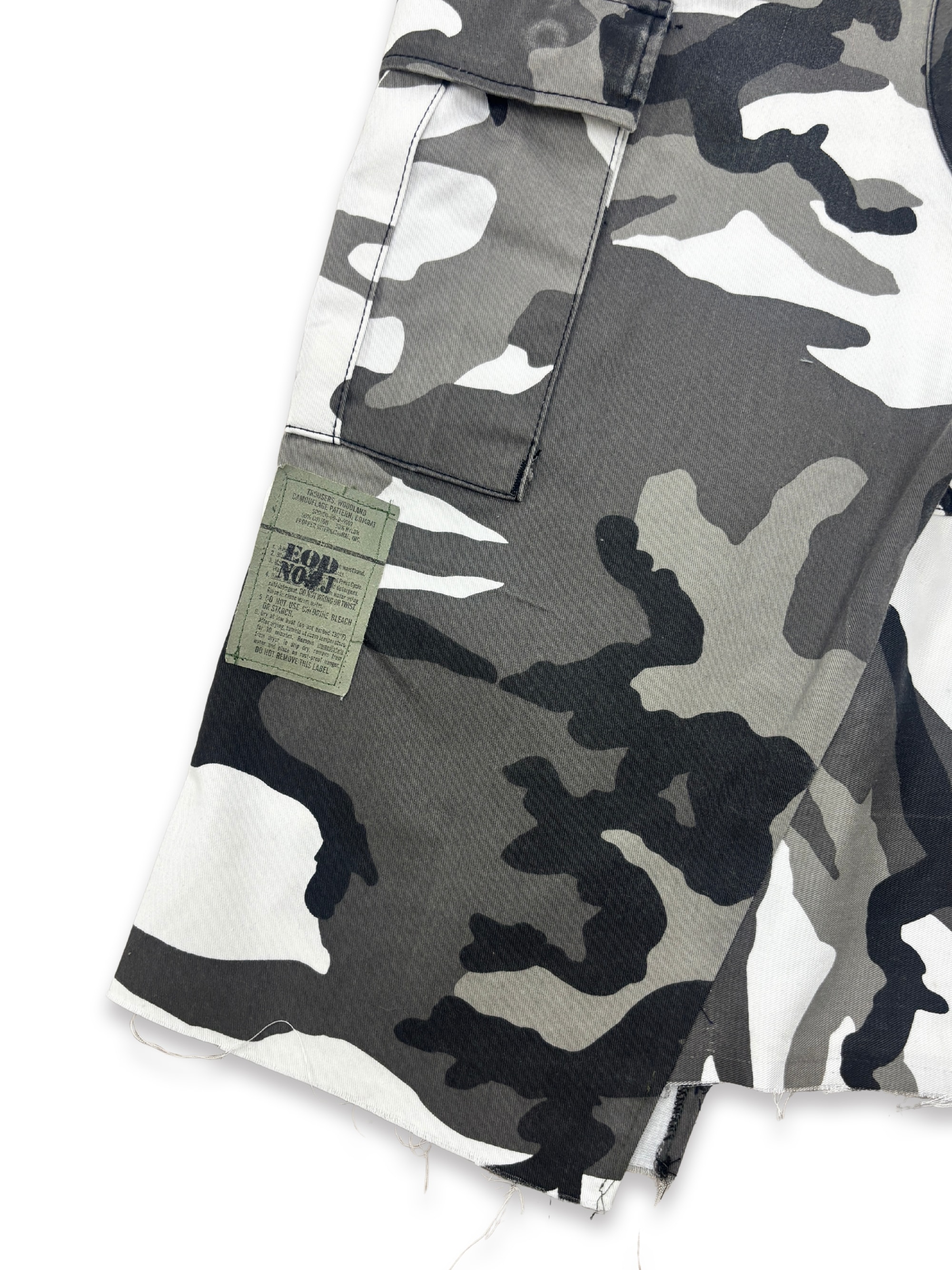 Distressed Sashiko Snow camo Bermuda _ 001