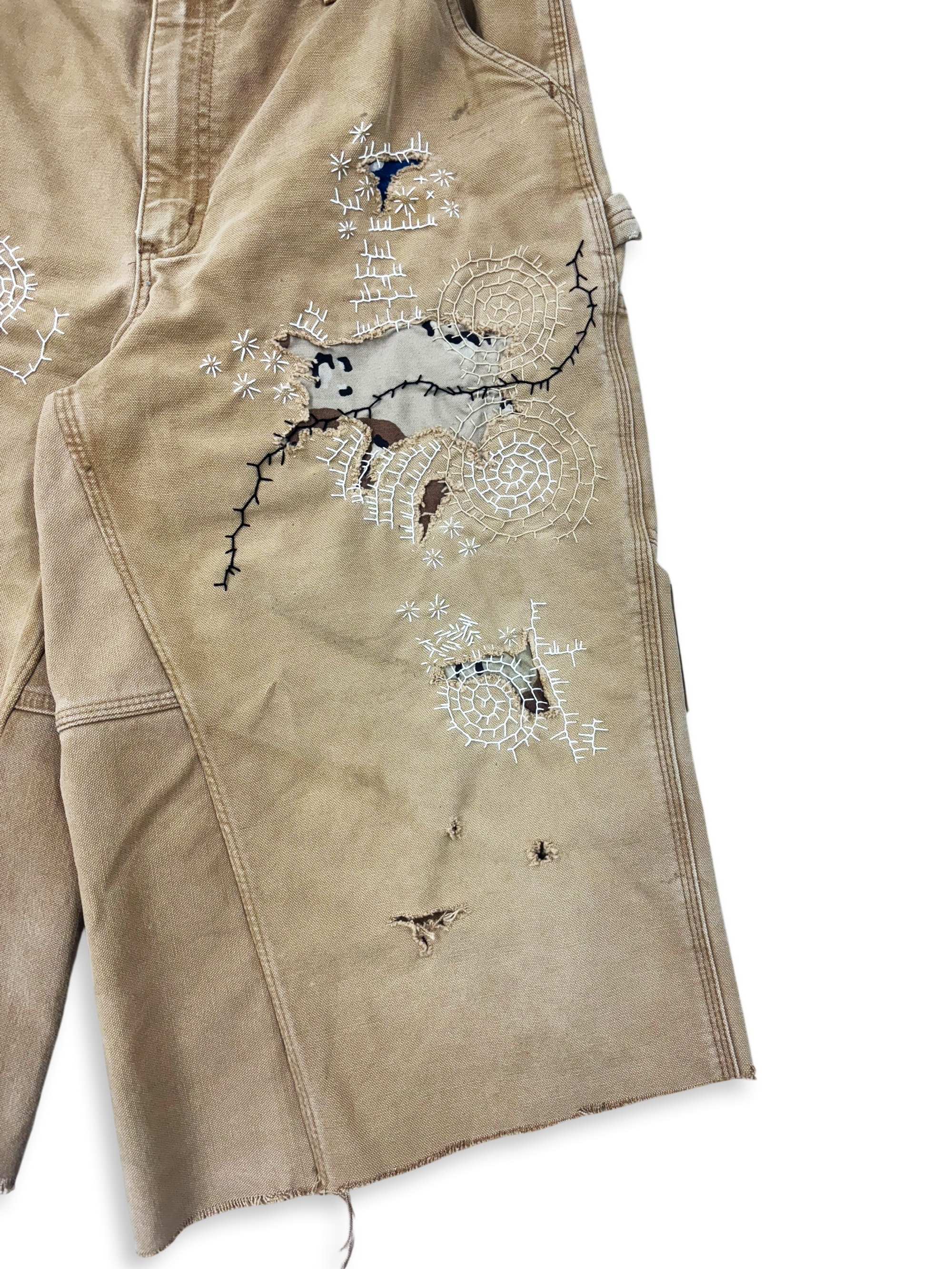 Vtg Carhartt Boro Sashiko Distressed Shorts . 001