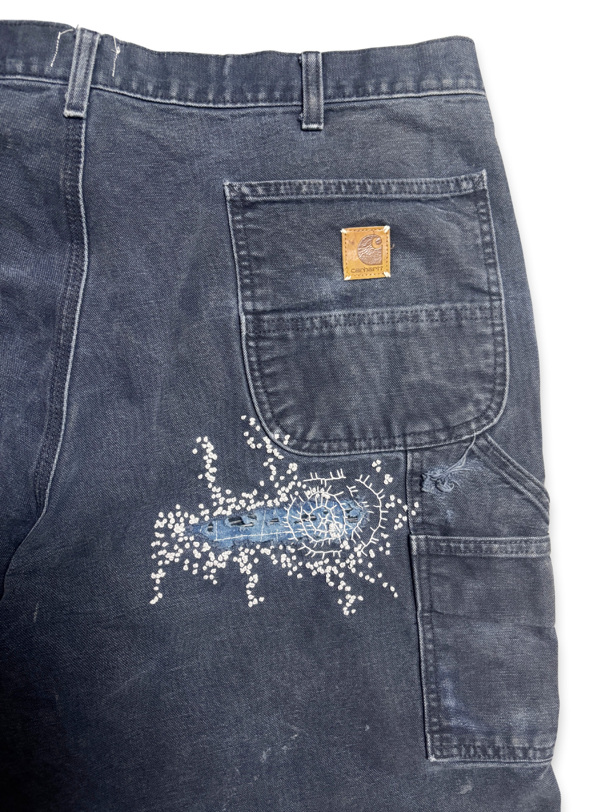 Vtg Carhartt Boro Sashiko Distressed Shorts . 036 (40")