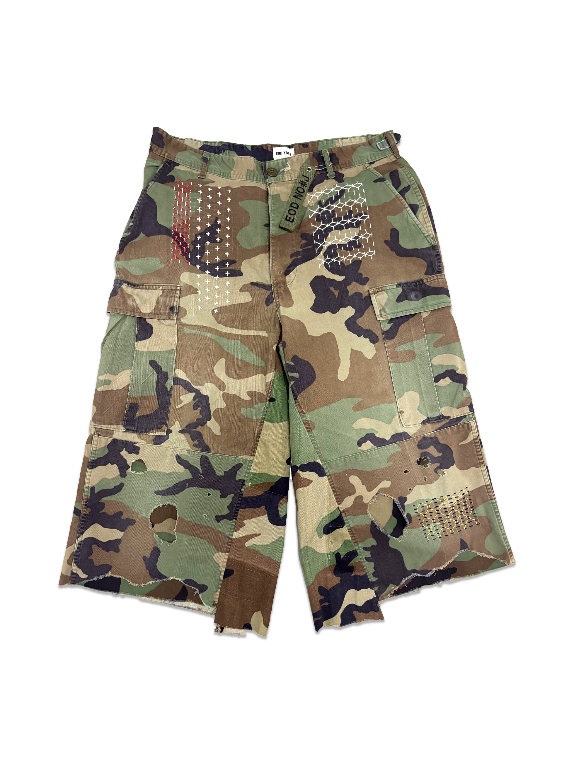 Distressed Sashiko Bermuda _ Bravo (Size-M)