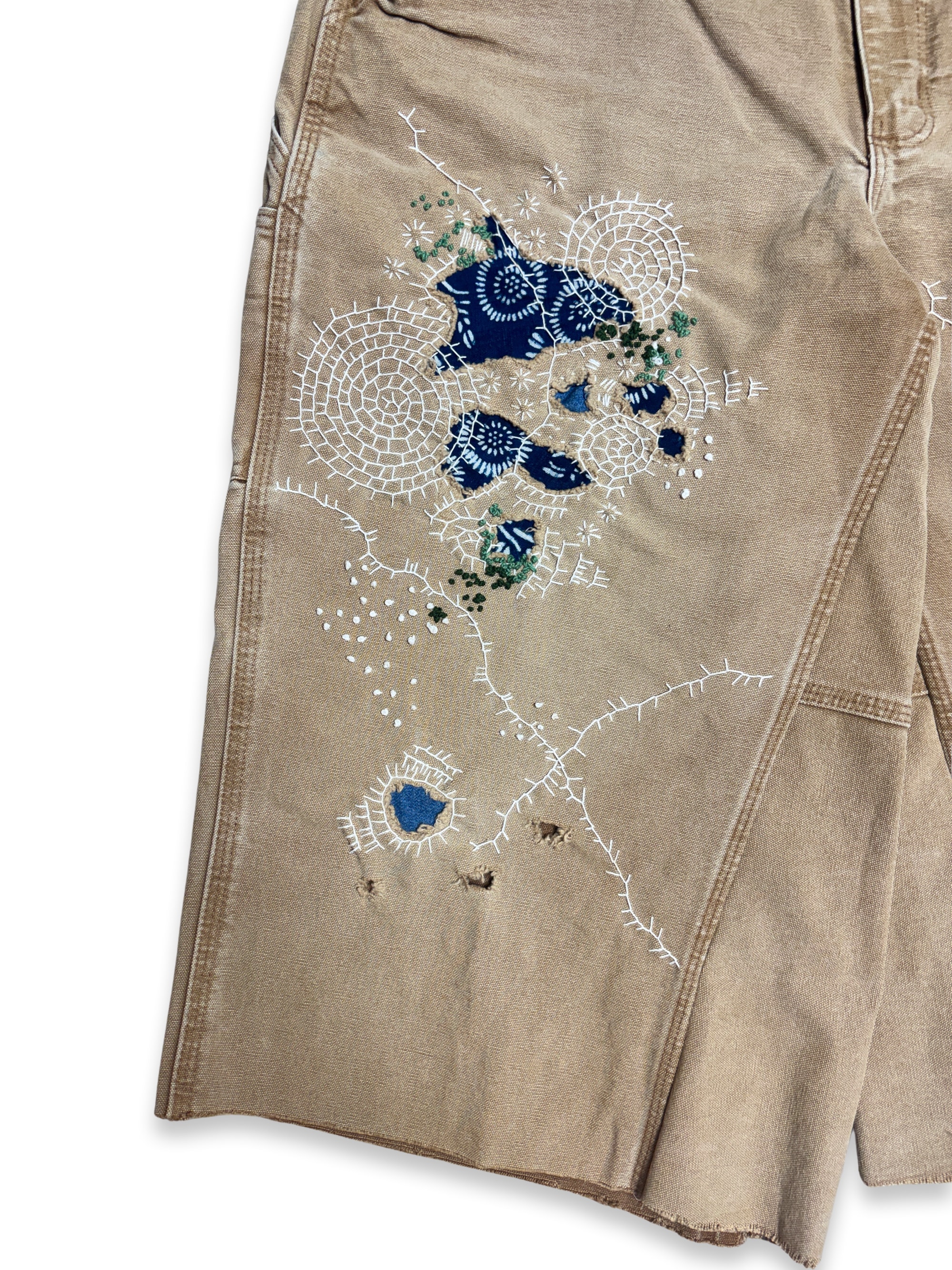 Vtg Carhartt Boro Sashiko Distressed Shorts . 009