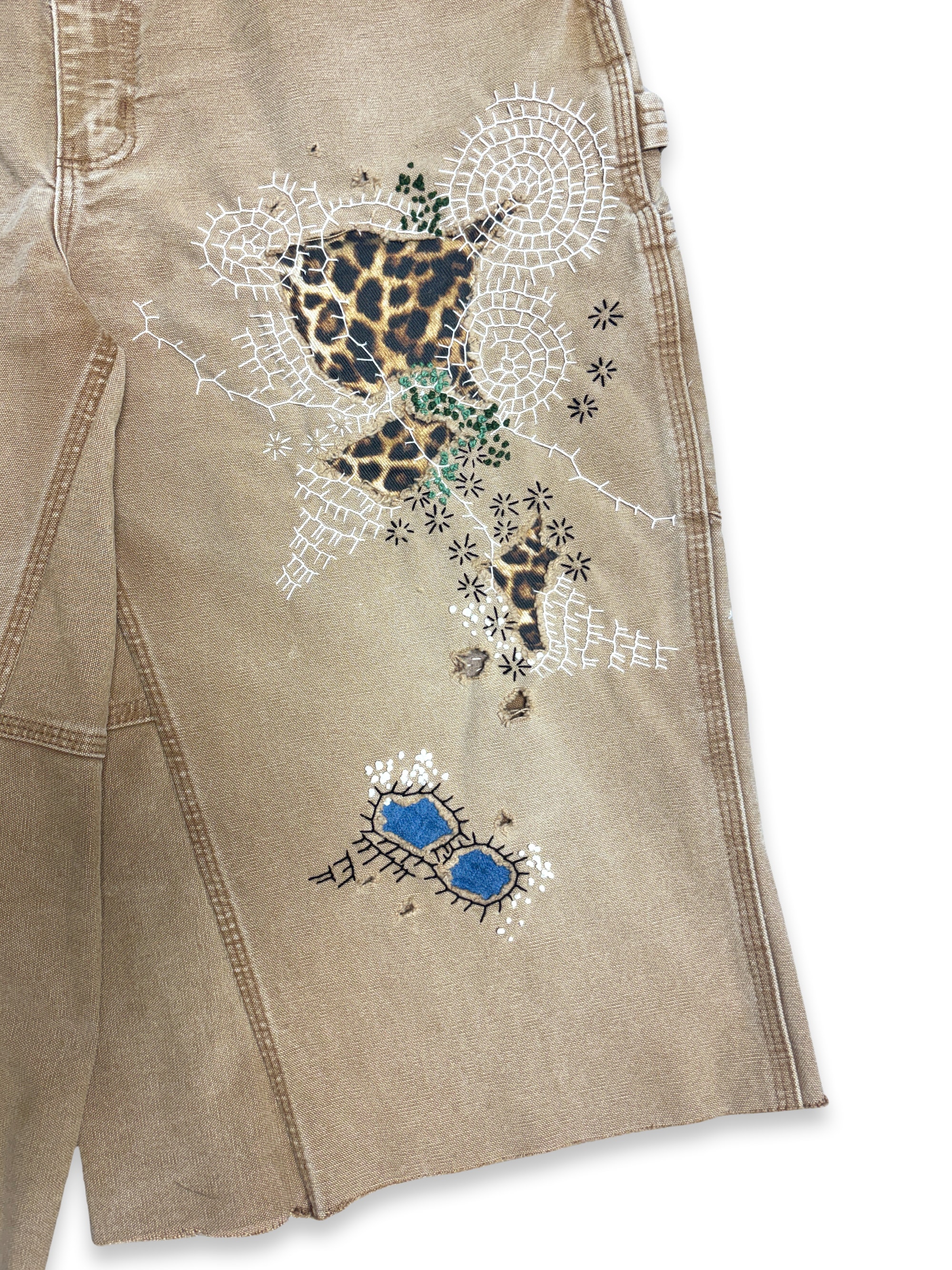 Vtg Carhartt Boro Sashiko Distressed Shorts . 009