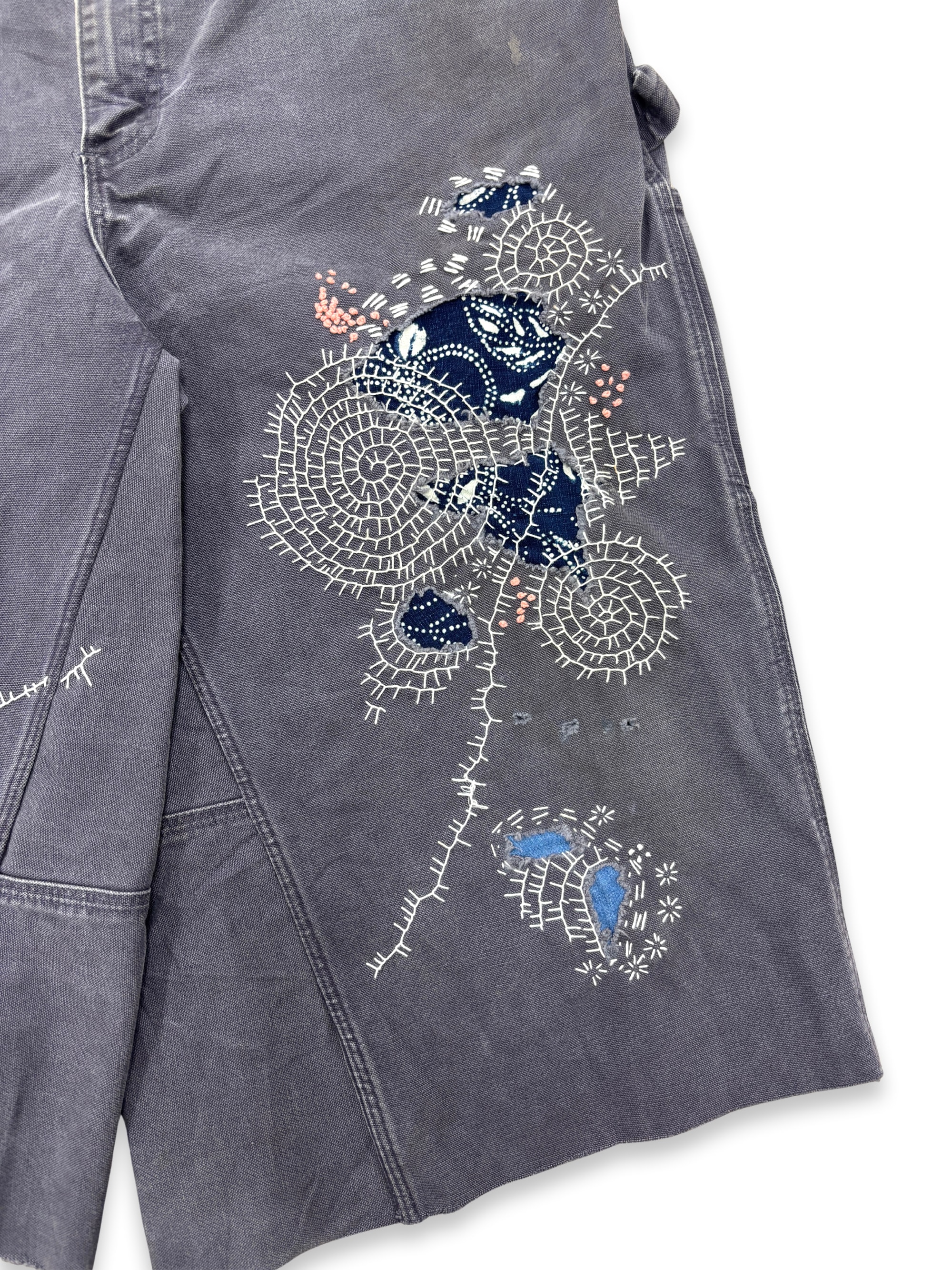 Vtg Carhartt Boro Sashiko Distressed Shorts . 006