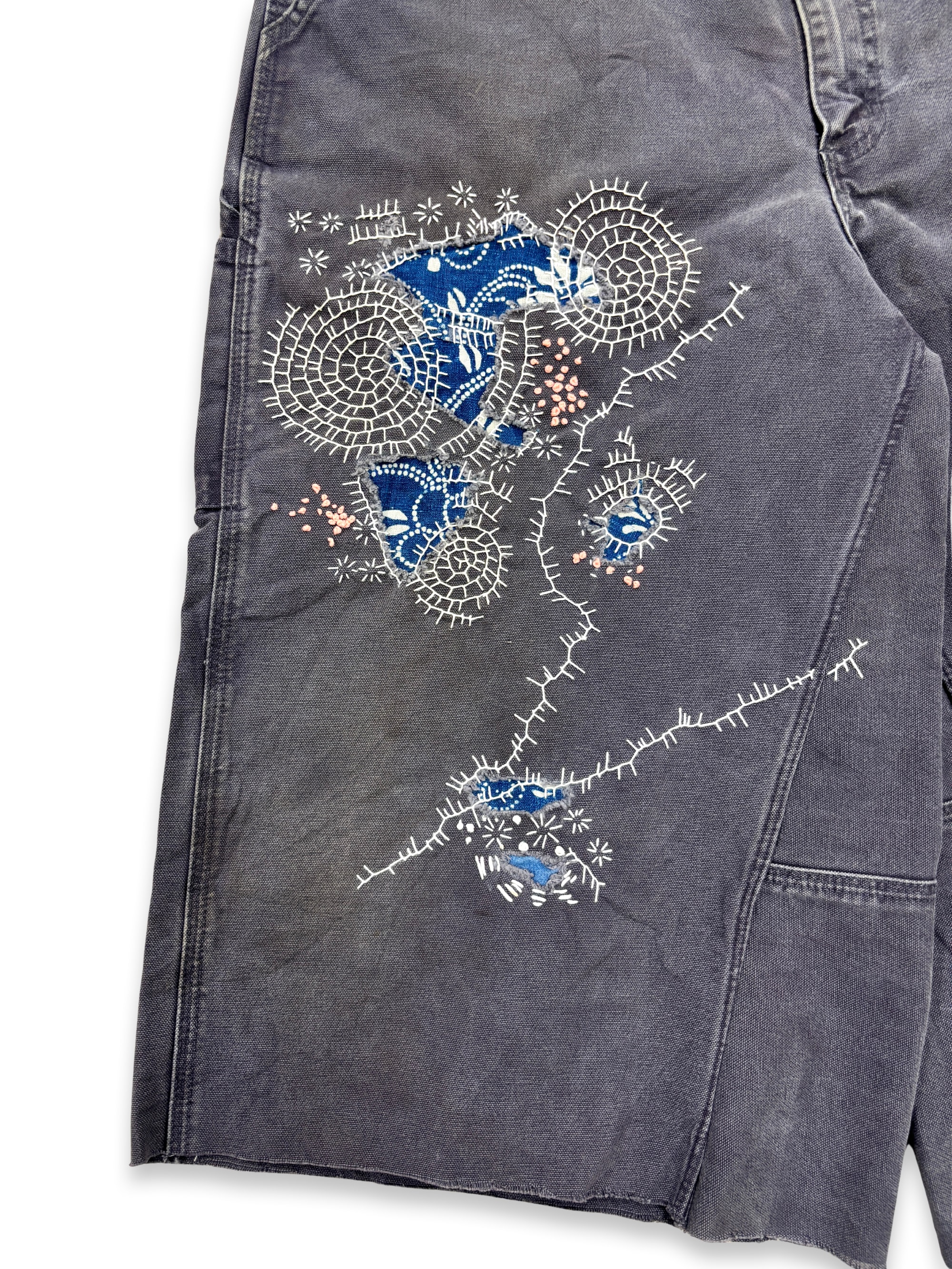 Vtg Carhartt Boro Sashiko Distressed Shorts . 006