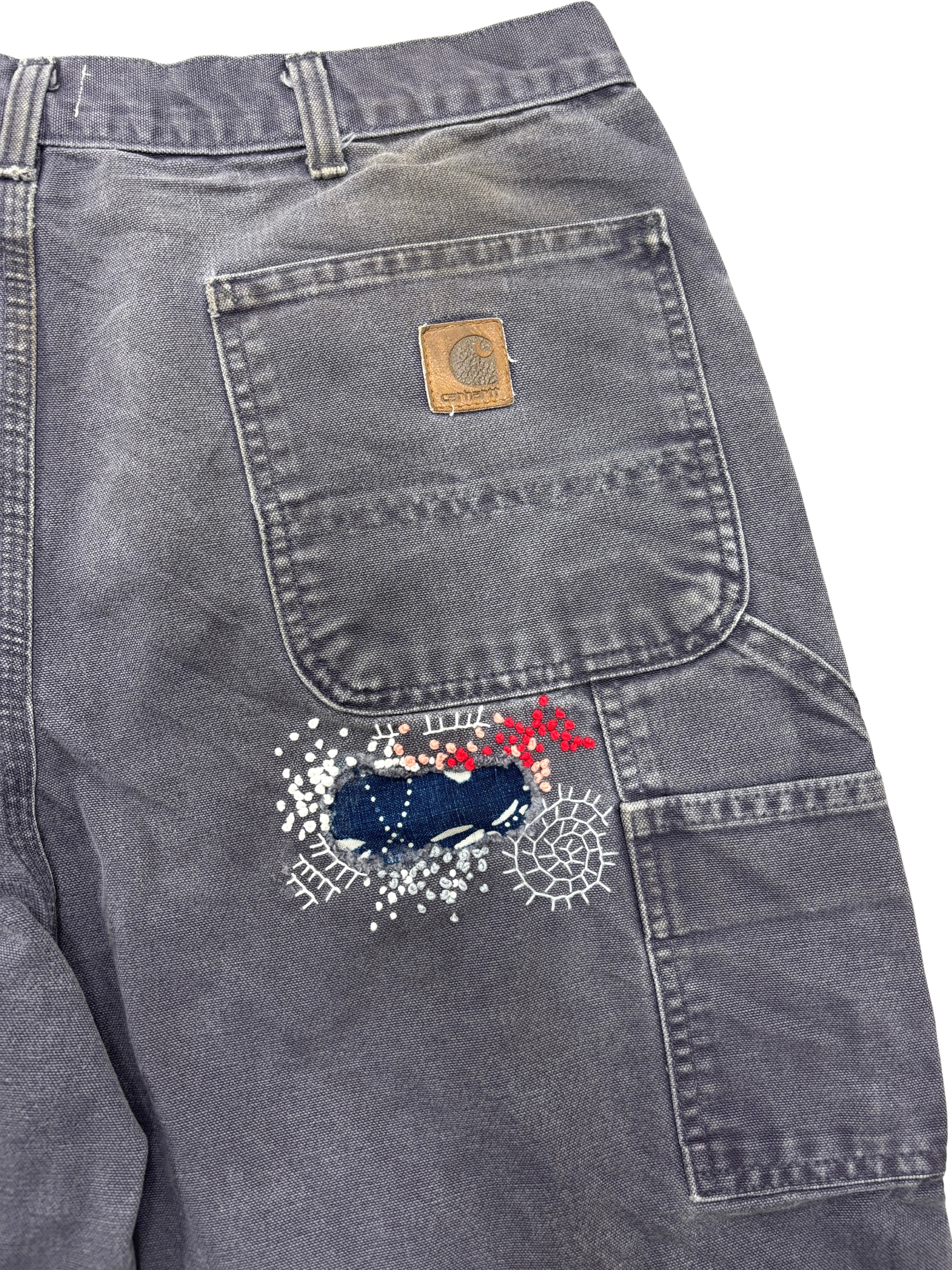 Vtg Carhartt Boro Sashiko Distressed Shorts . 006