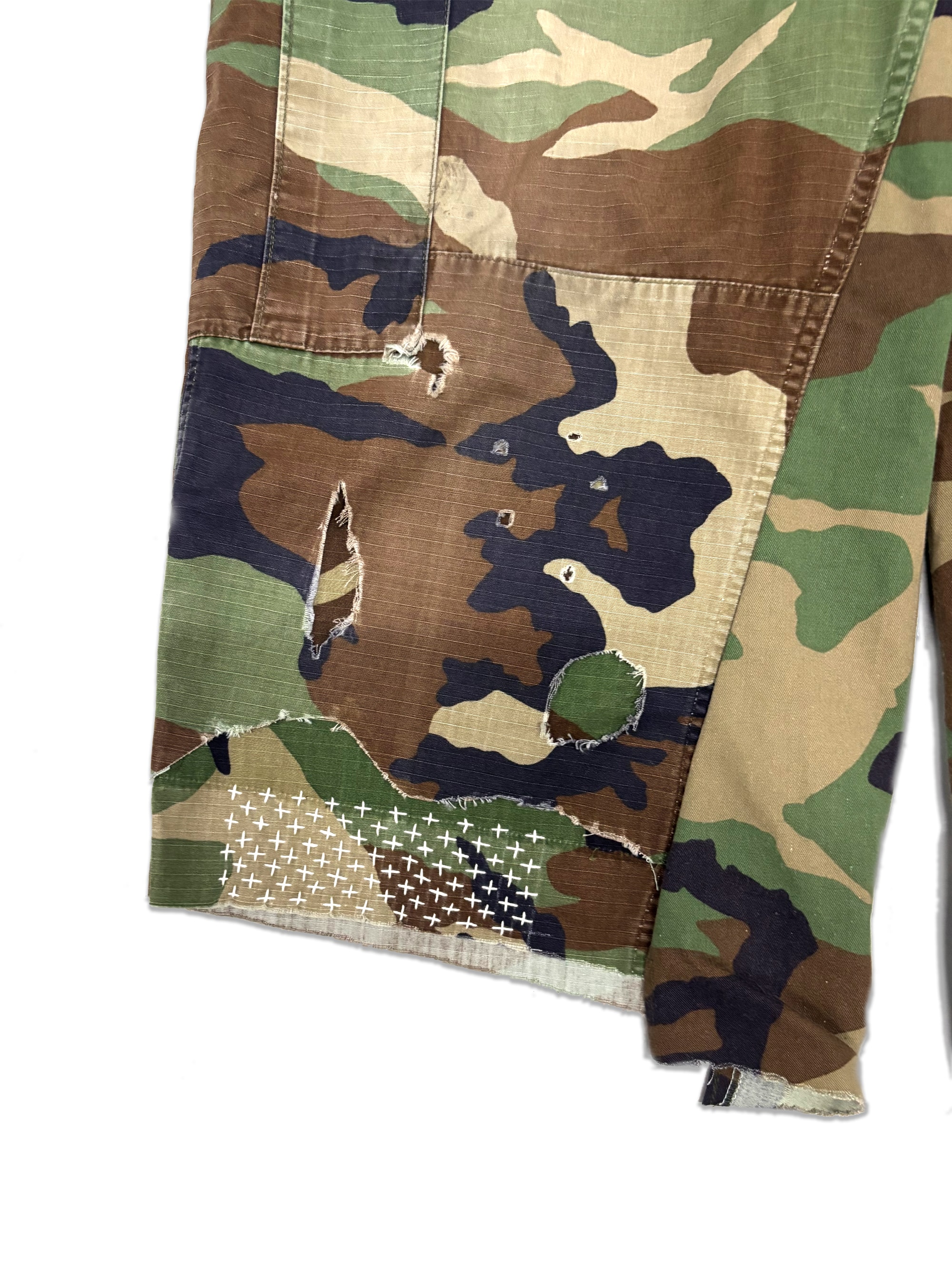 Distressed Sashiko Bermuda _ Delta (Size-L)