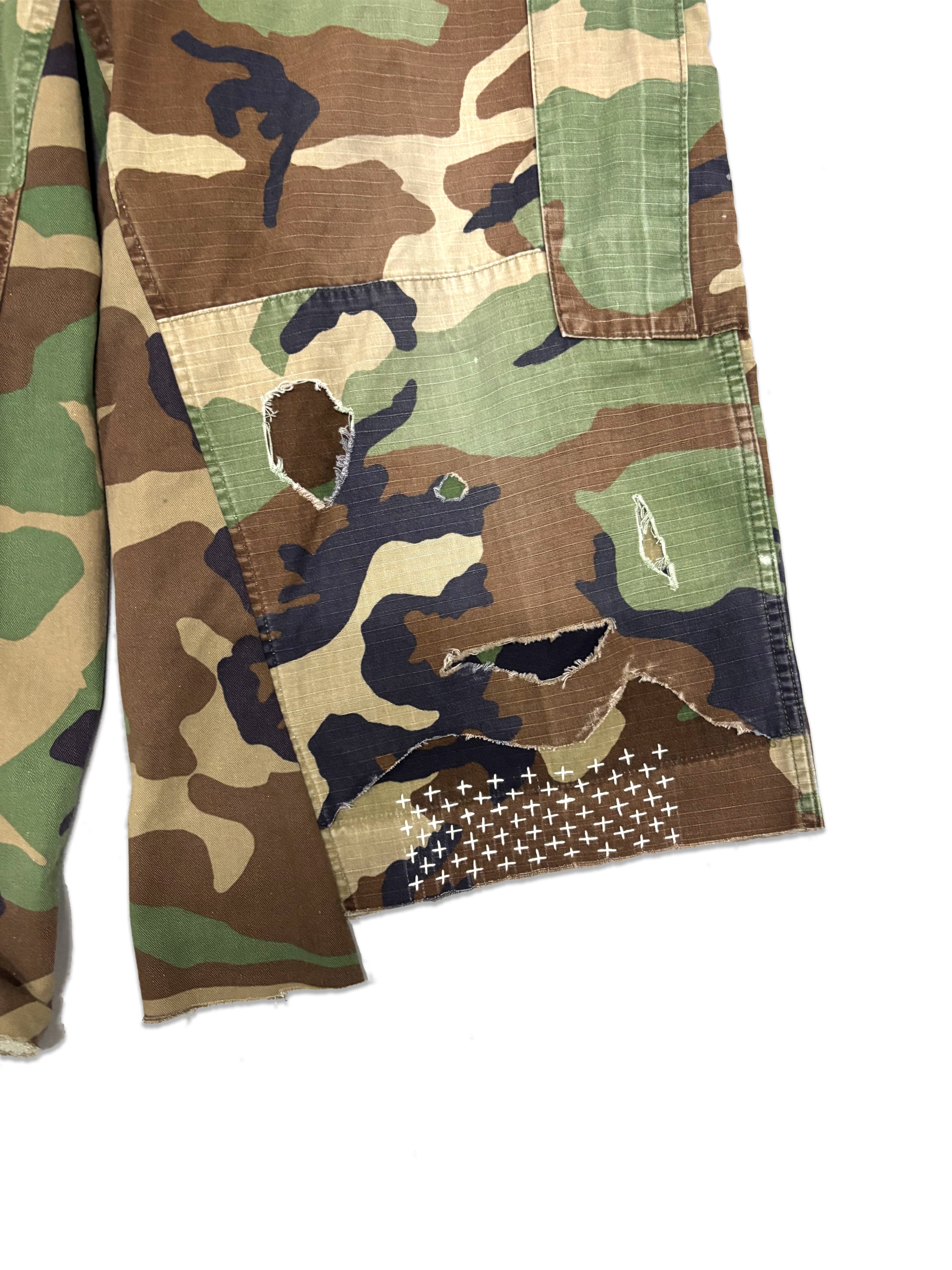 Distressed Sashiko Bermuda _ Delta (Size-L)