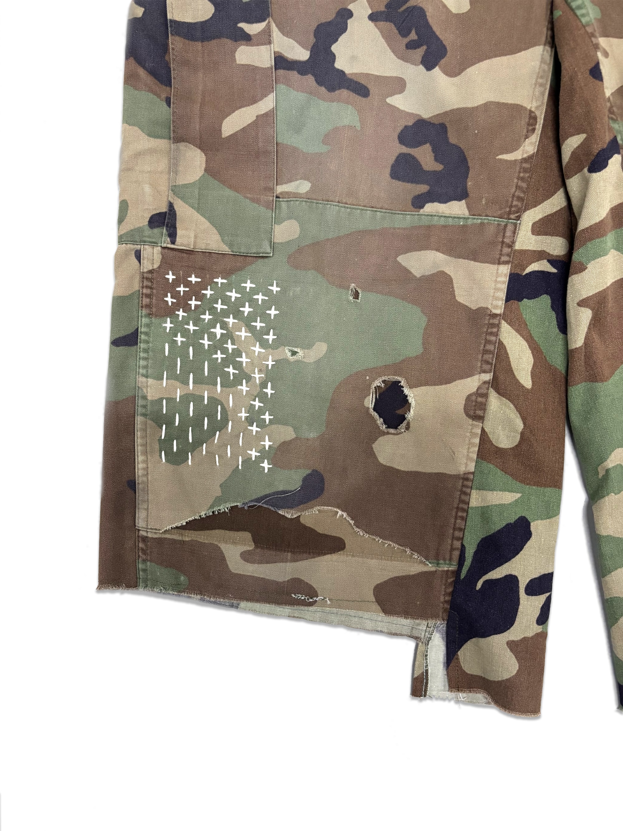 Distressed Sashiko Bermuda _ Echo (Size-M)