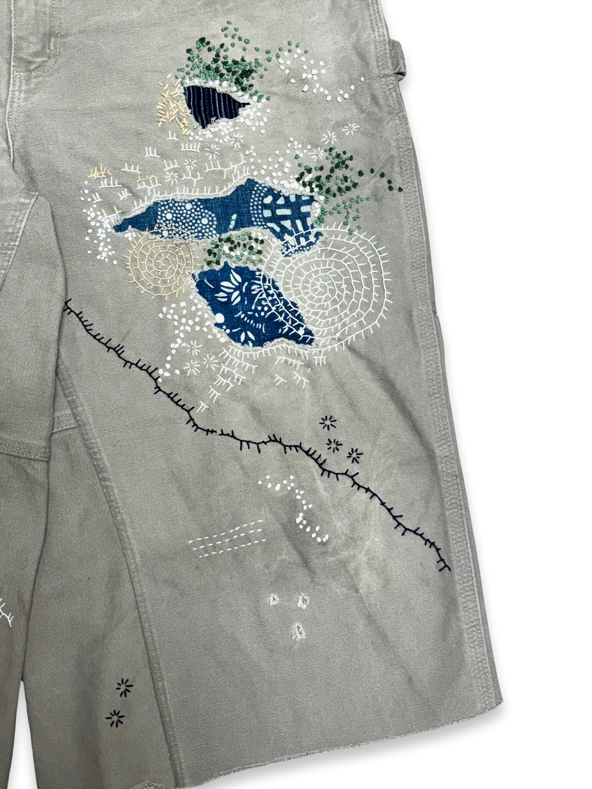 Vtg Carhartt Boro Sashiko Distressed Shorts . 010