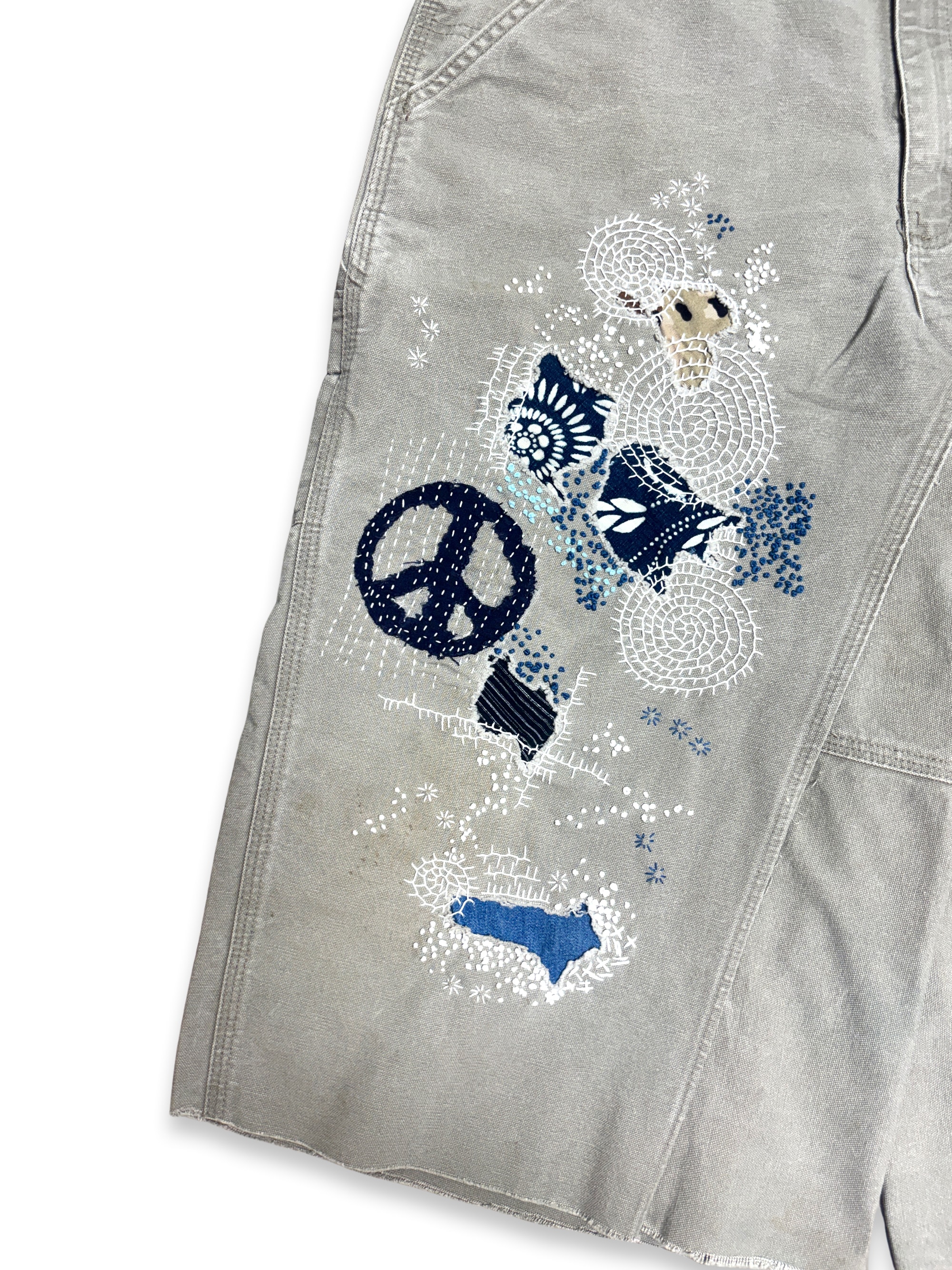Vtg Carhartt Boro Sashiko Distressed Shorts . 011