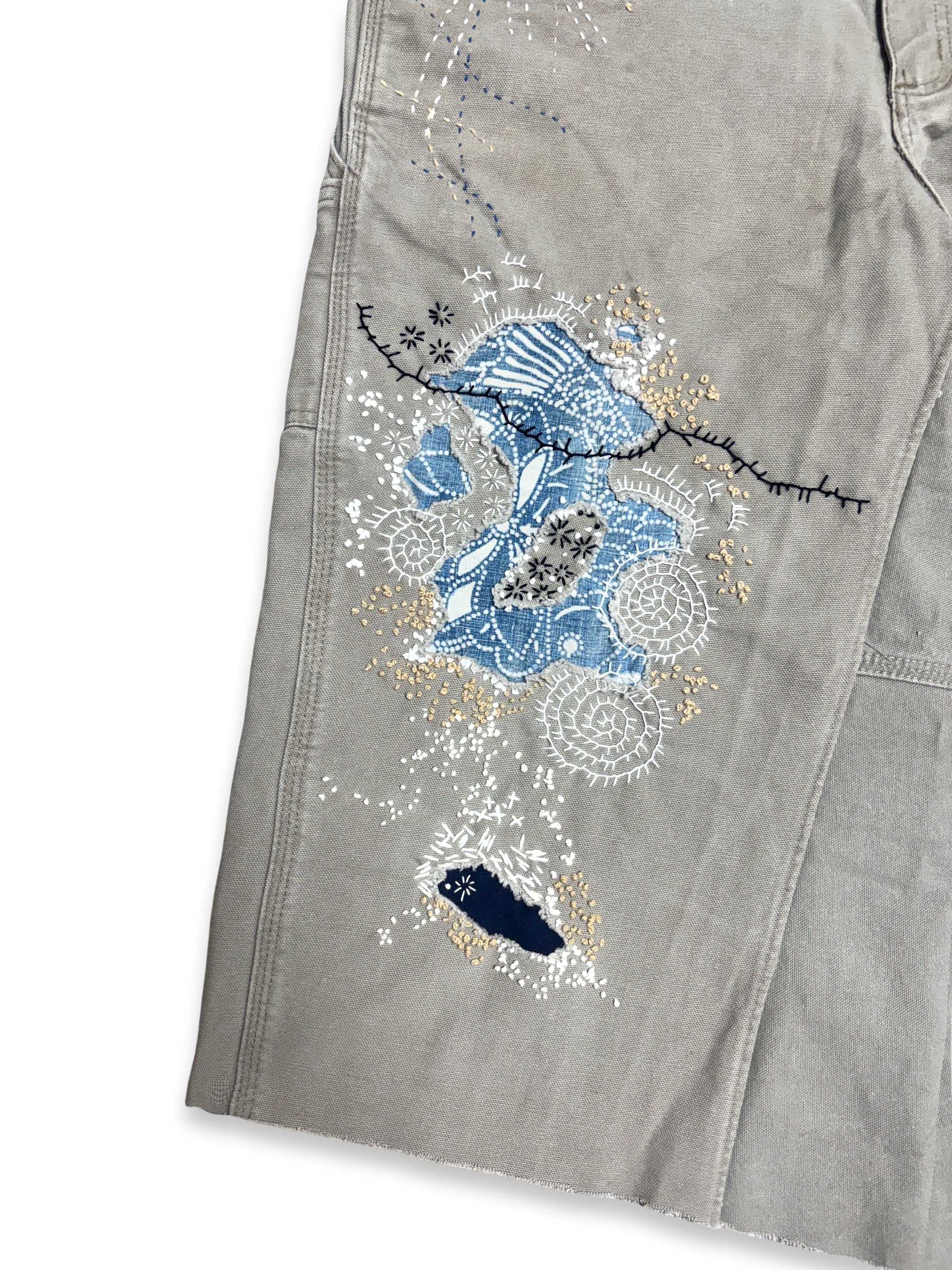 Vtg Carhartt Boro Sashiko Distressed Shorts . 008