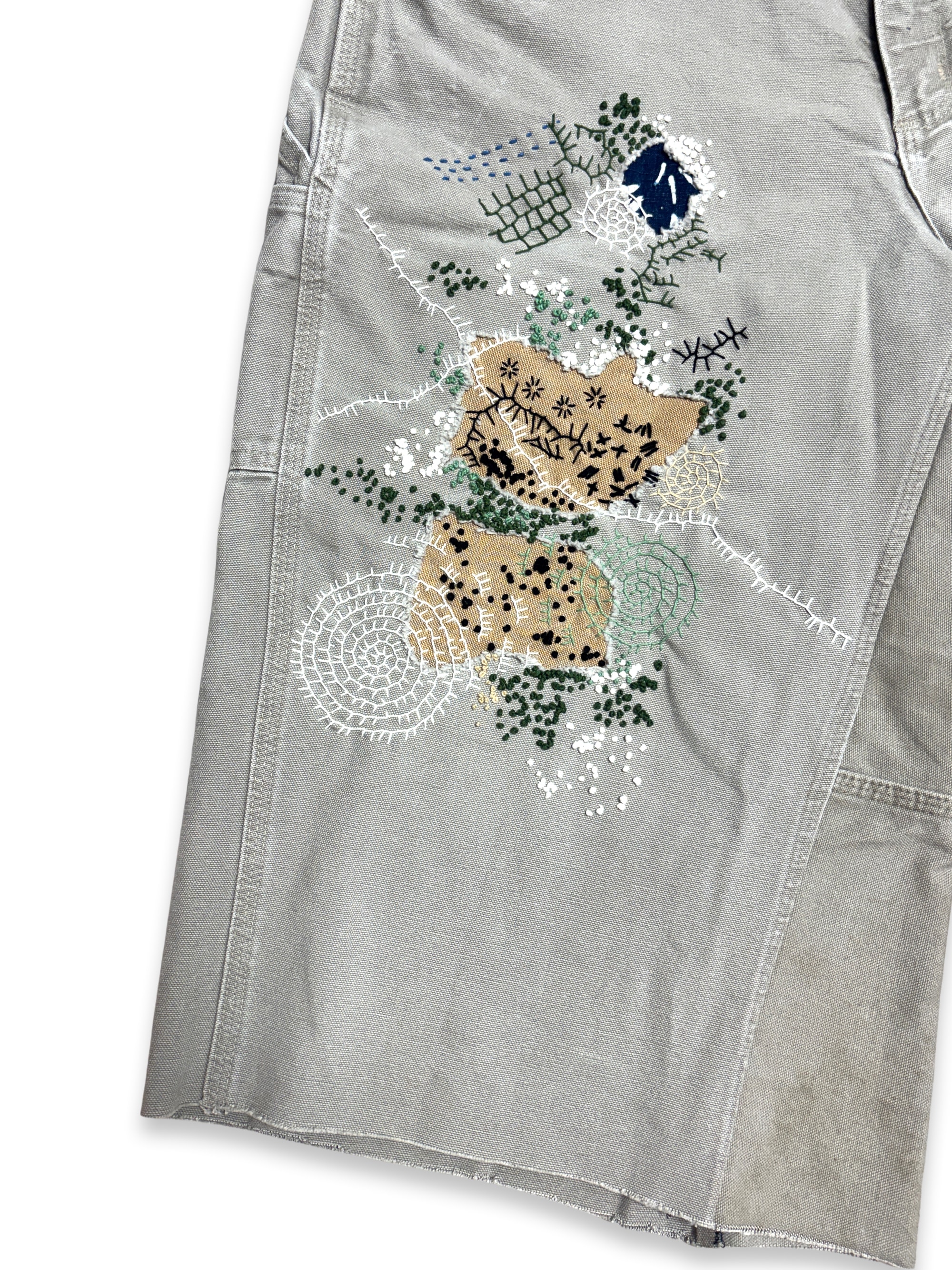 Vtg Carhartt Boro Sashiko Distressed Shorts . 012