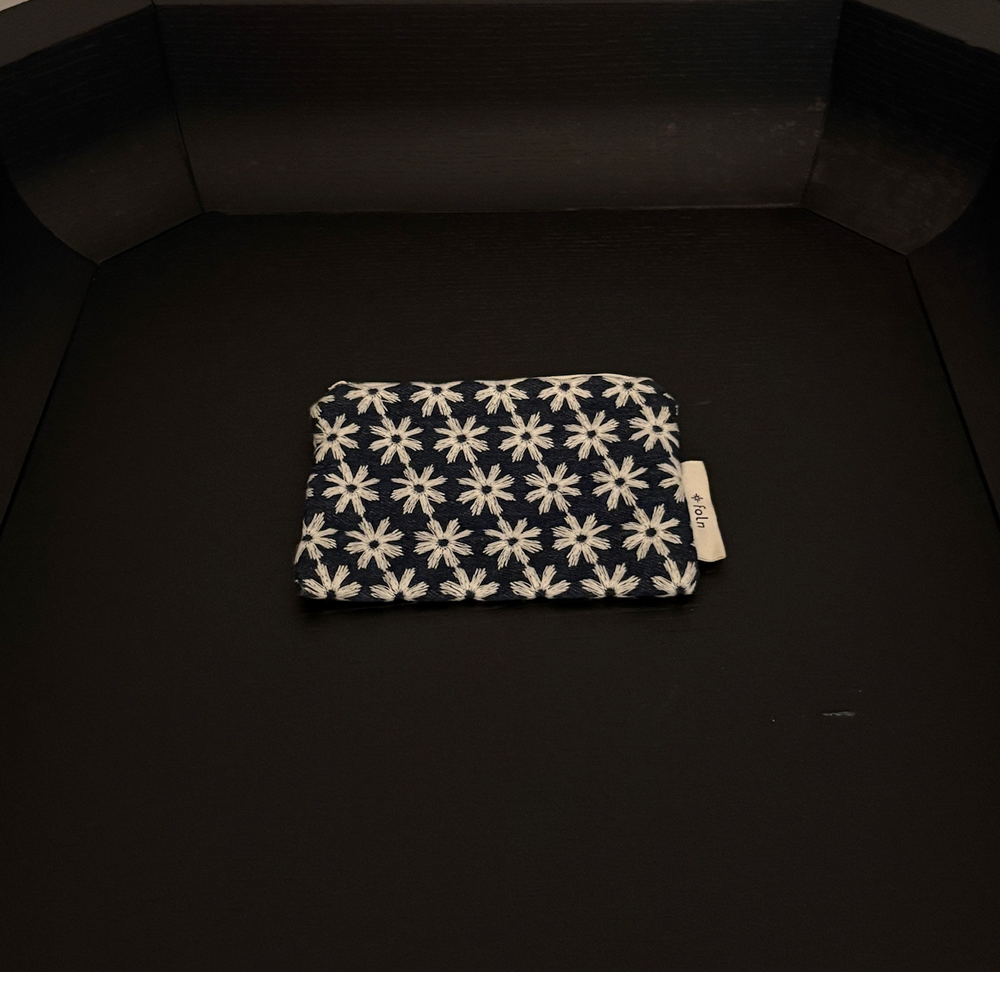 flower dot denim pouch