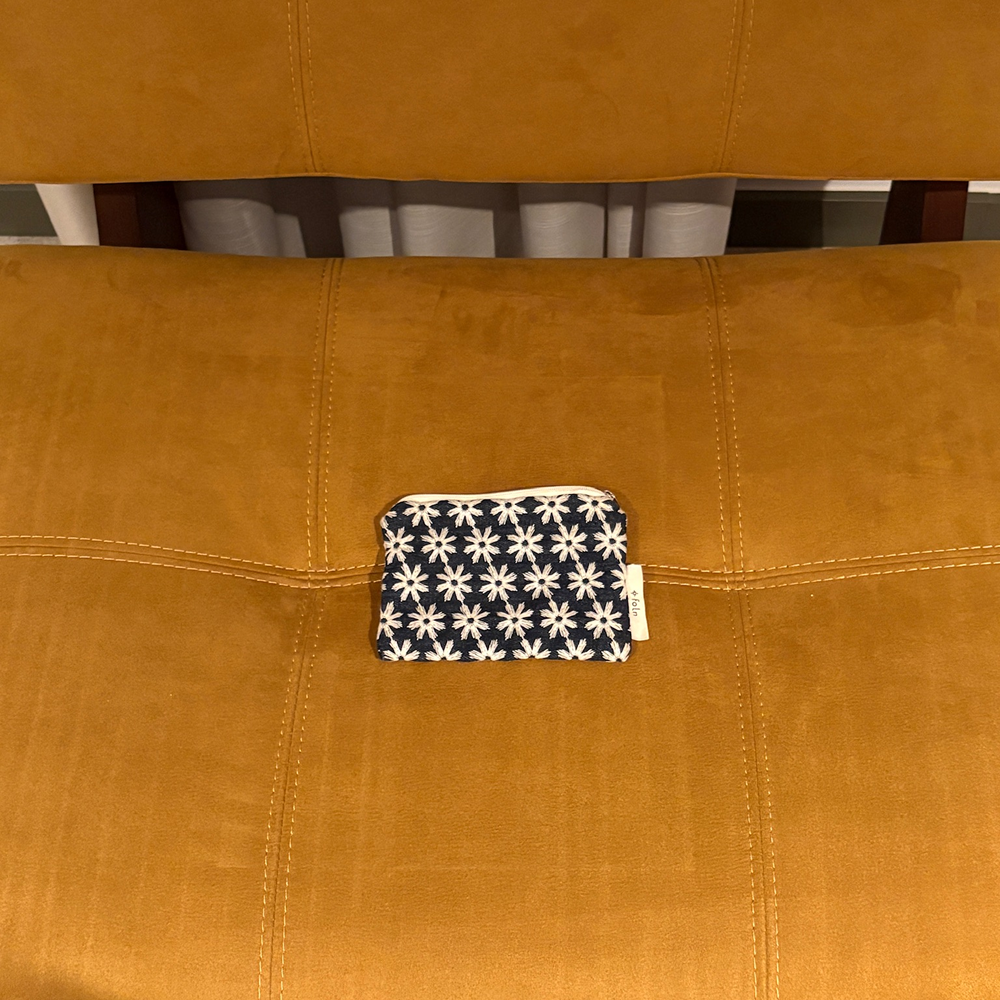 flower dot denim pouch